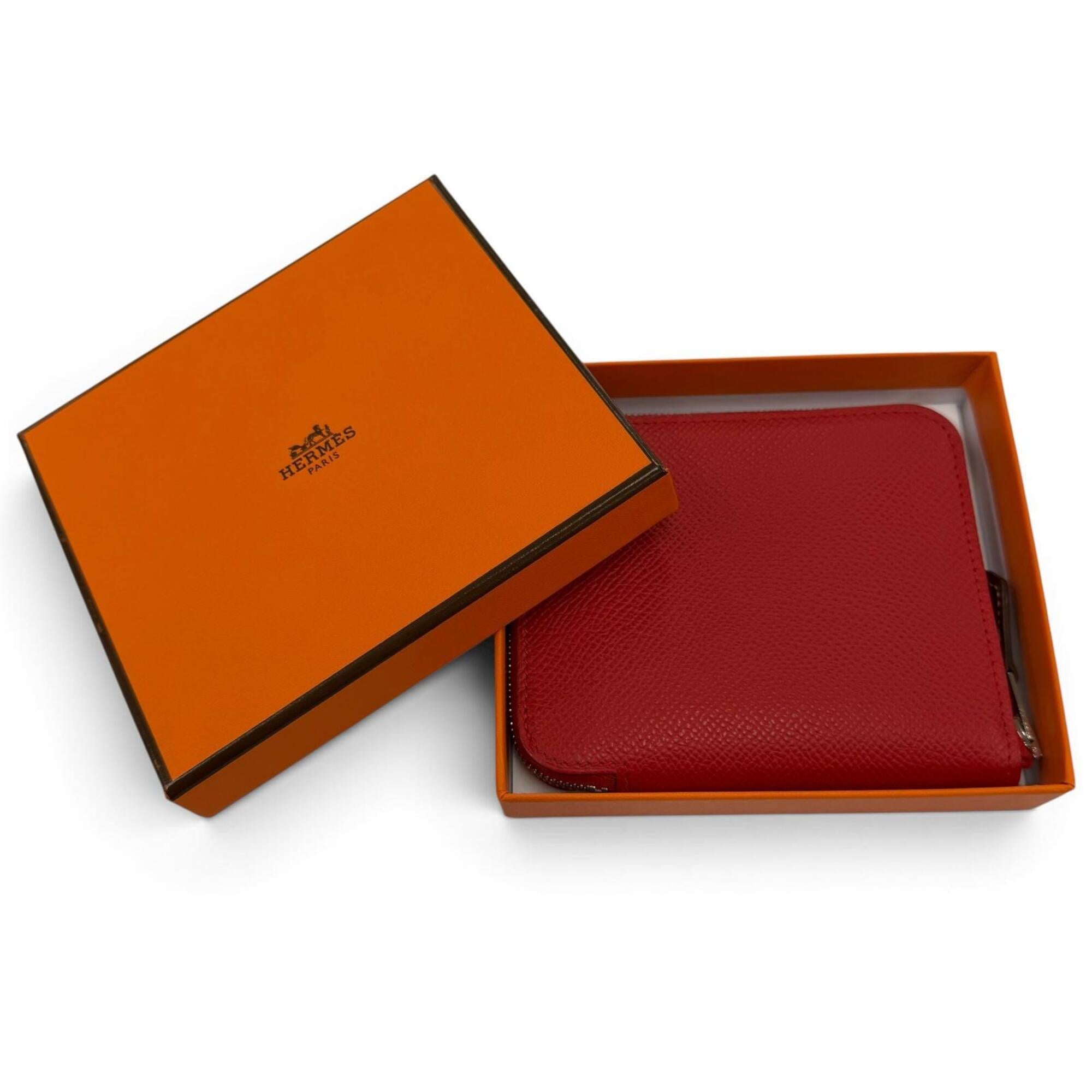 Hermes Blue Hydra Epsom Leather Silk Coin Purse/Coin Case (Pre-Owned)
