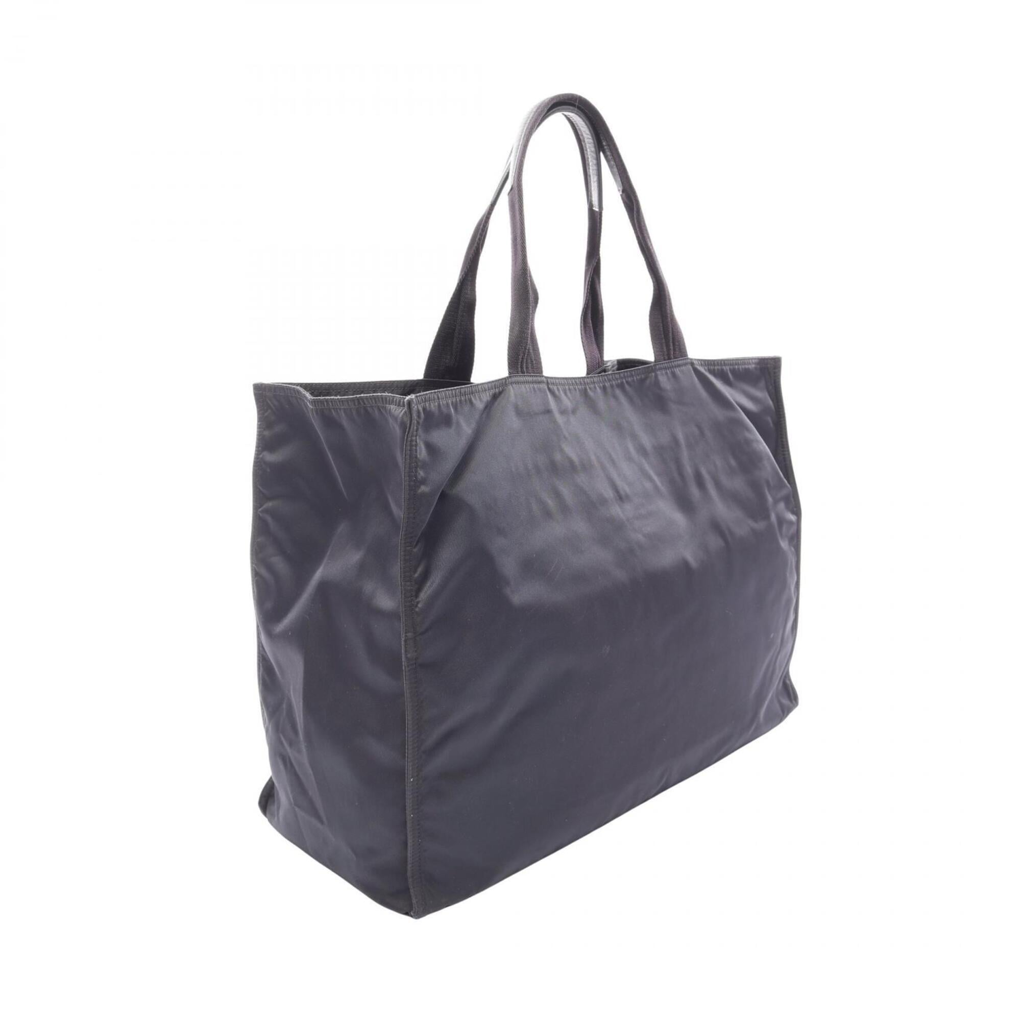 Prada Black Navy Nylon Leather Handbag Tote Bag (Pre-Owned)