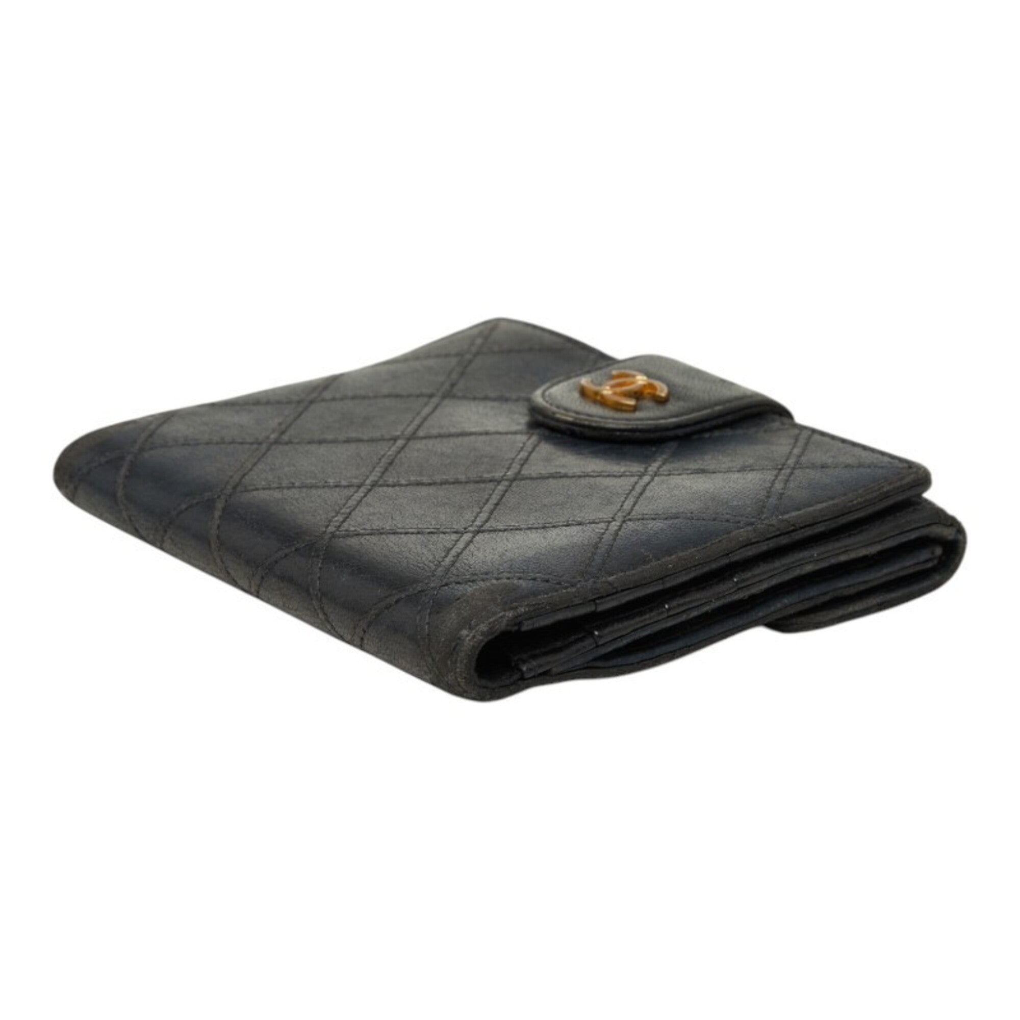 Chanel Black Leather Wallet (Bi-Fold) (Pre-Owned)