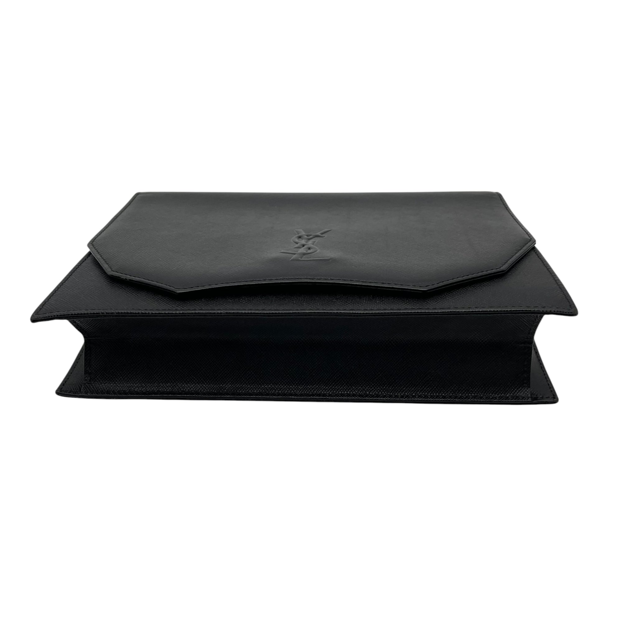 Yves Saint Laurent Black Leather Clutch Bag Handbag (Pre-Owned)