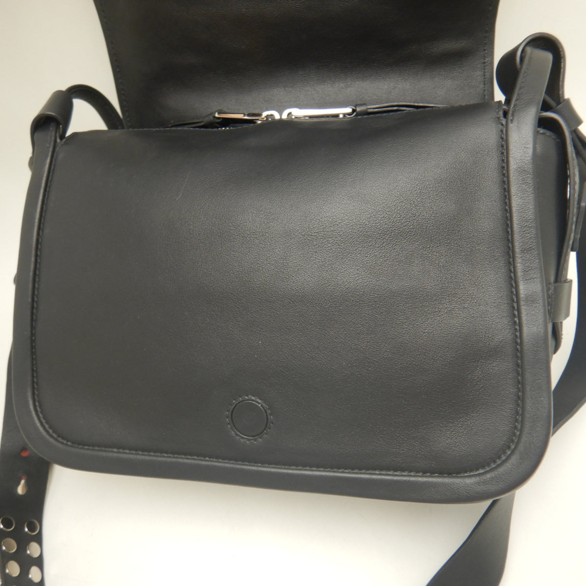 Prada Fuoco Nero Leather Shoulder Bag (Pre-Owned)
