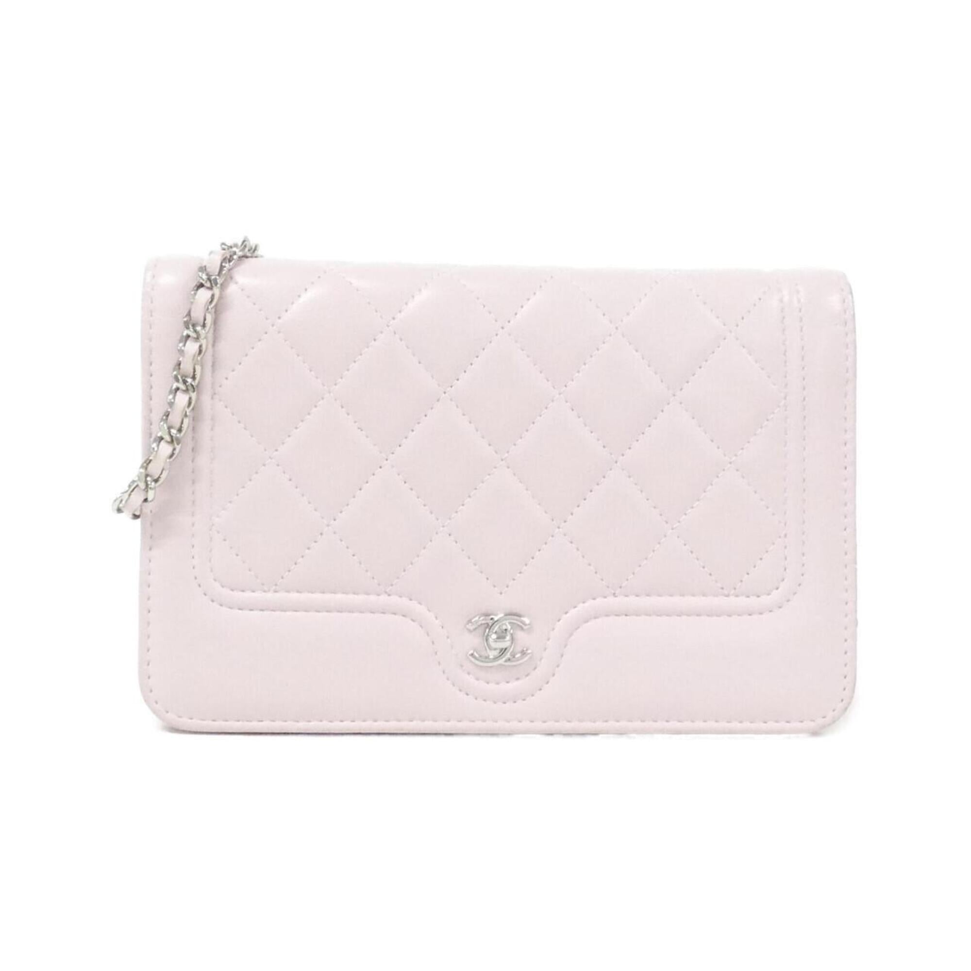 Chanel Pink Leather Chain/Shoulder Wallet (Pre-Owned)