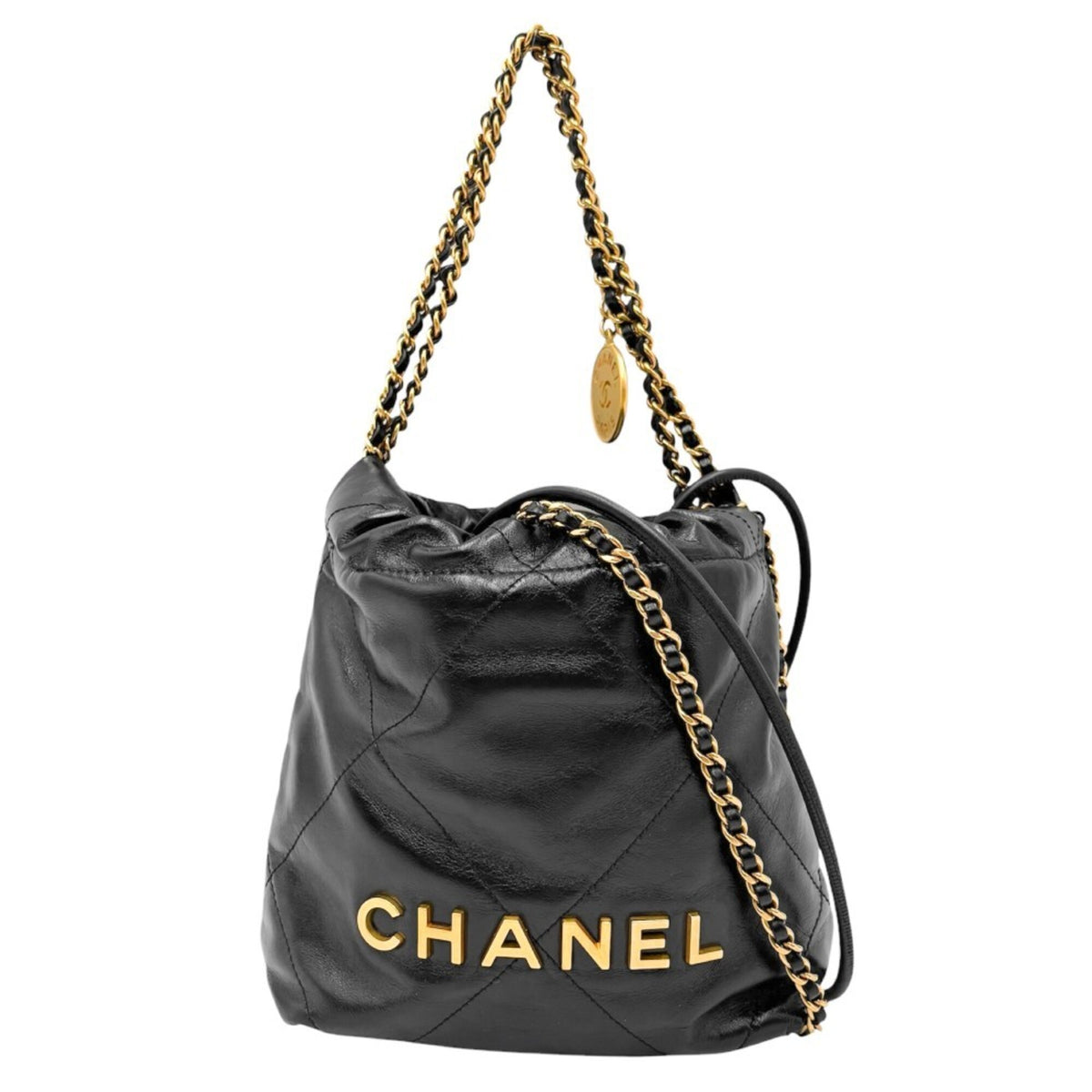 Chanel Black Leather Handbag Shoulder Bag (Pre-Owned)