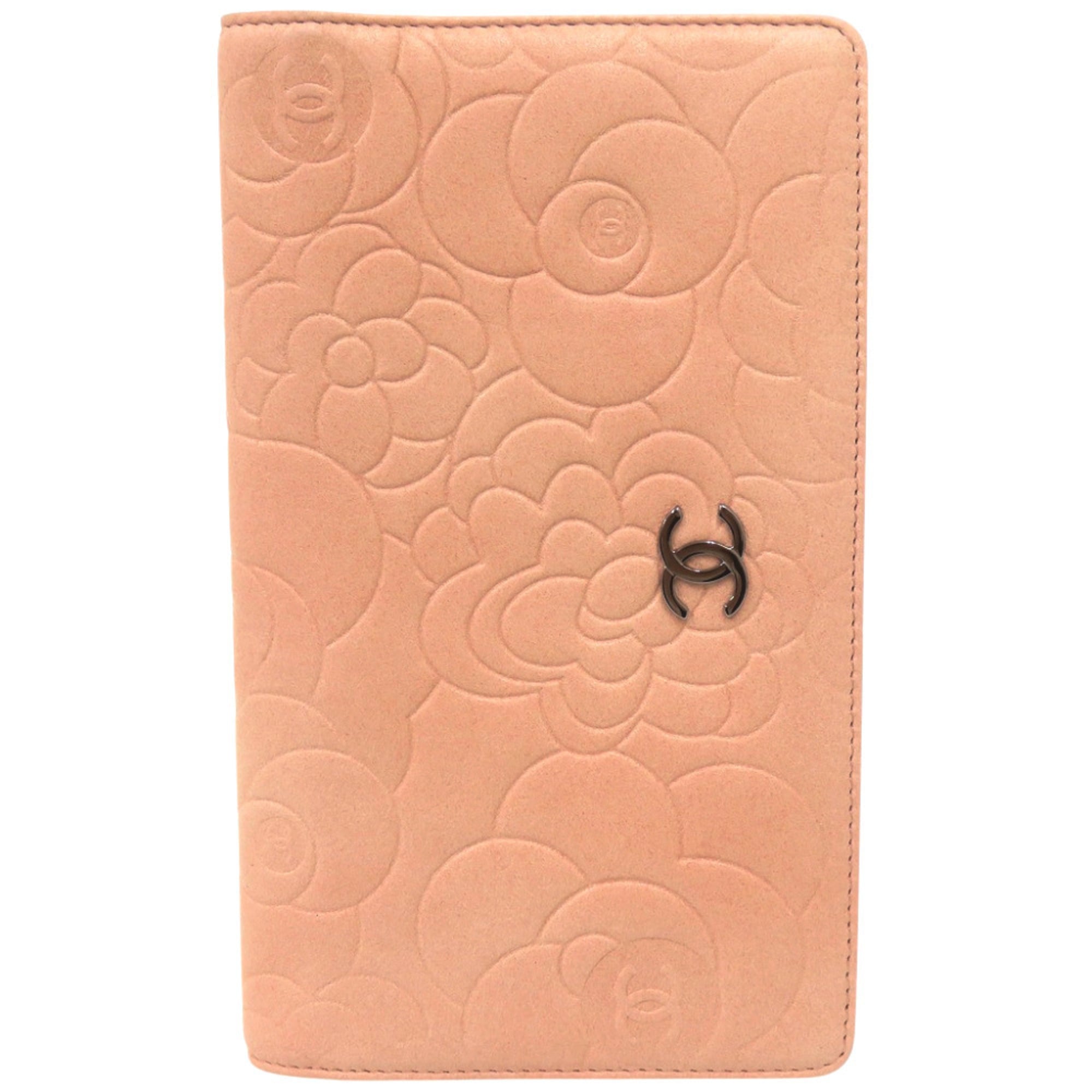 Chanel Pink Beige Leather Long Wallet (Bi-Fold) (Pre-Owned)