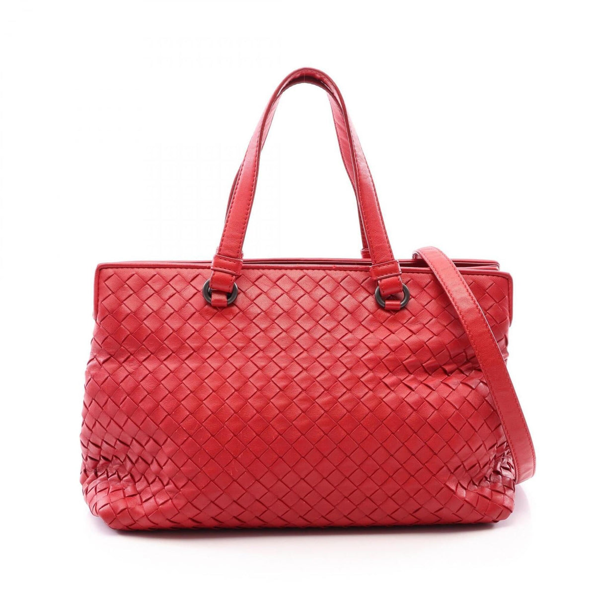 Bottega Veneta Red Color Leather Handbag Tote Bag (Pre-Owned)