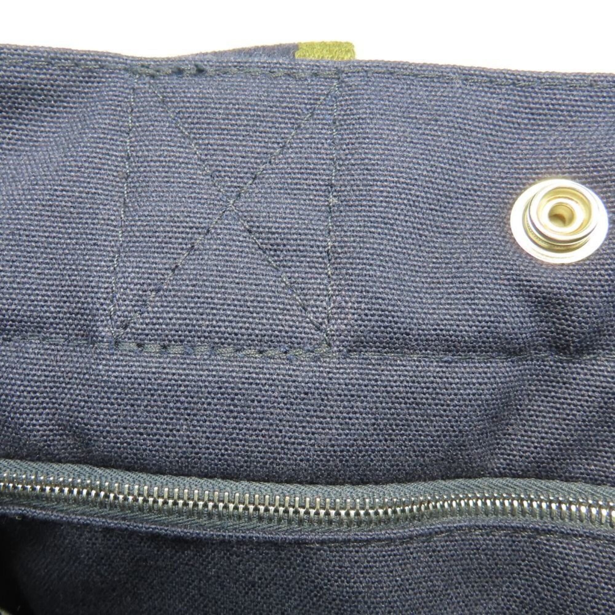 Hermes Navy Olive Canvas Tote Bag (Pre-Owned)