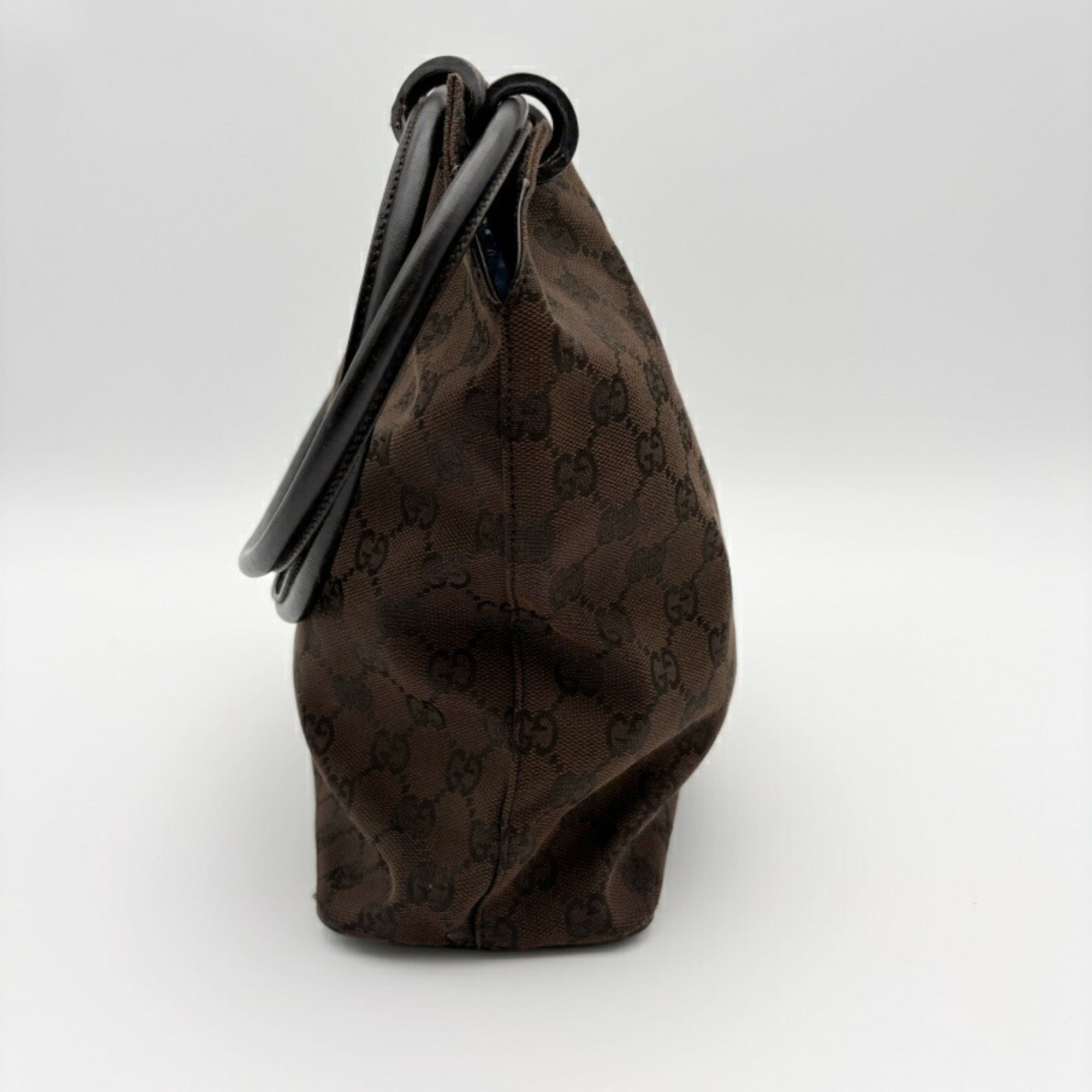 Gucci Gg Canvas Brown Gg Canvas Leather Shoulder Bag (Pre-Owned)