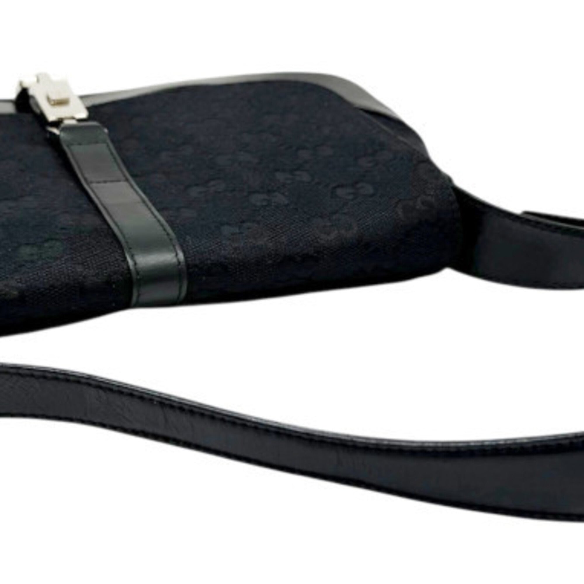 Gucci Gg Canvas Black Gg Canvas Leather Handbag Shoulder Bag (Pre-Owned)