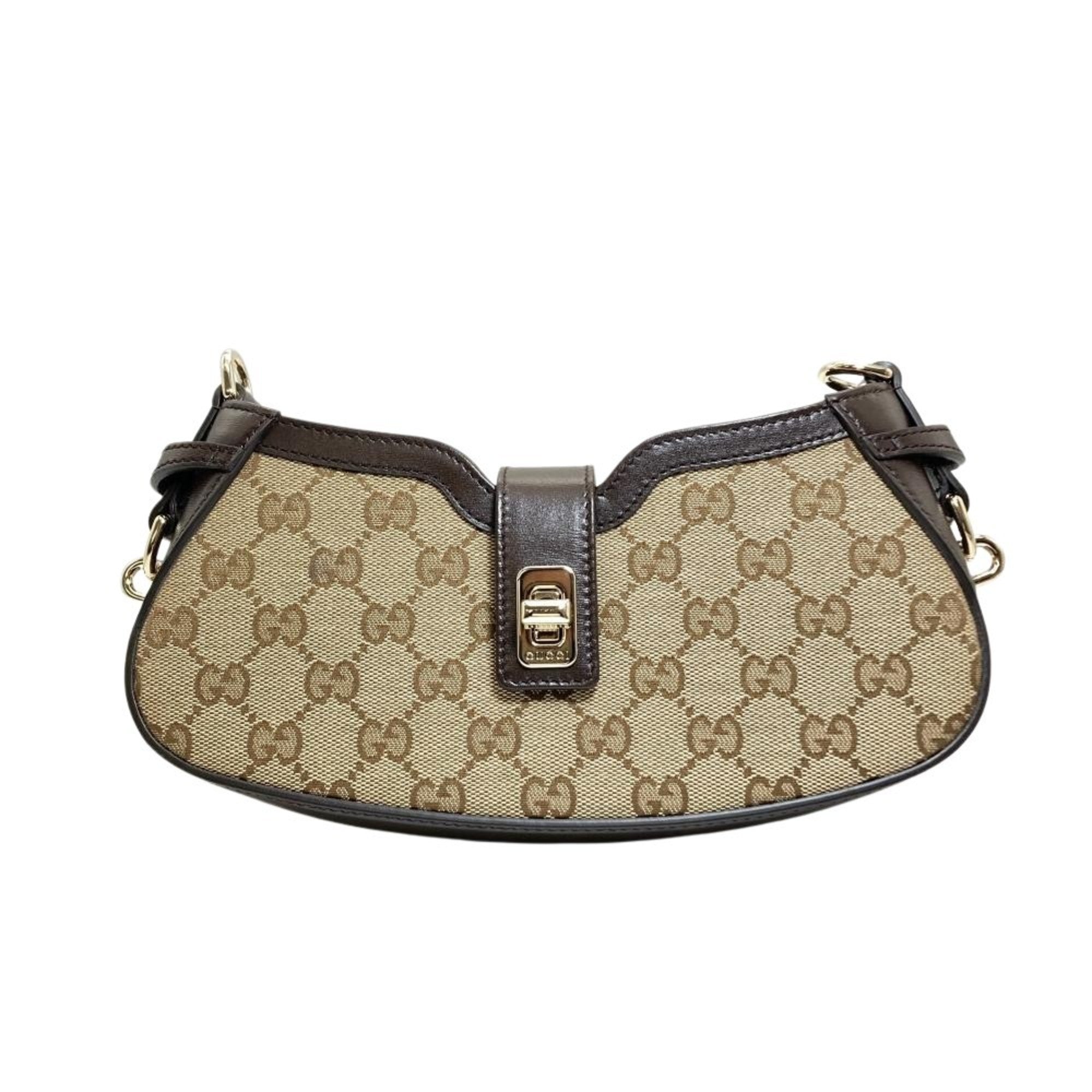 Gucci Gg Canvas Beige Gg Canvas Shoulder Bag (Pre-Owned)