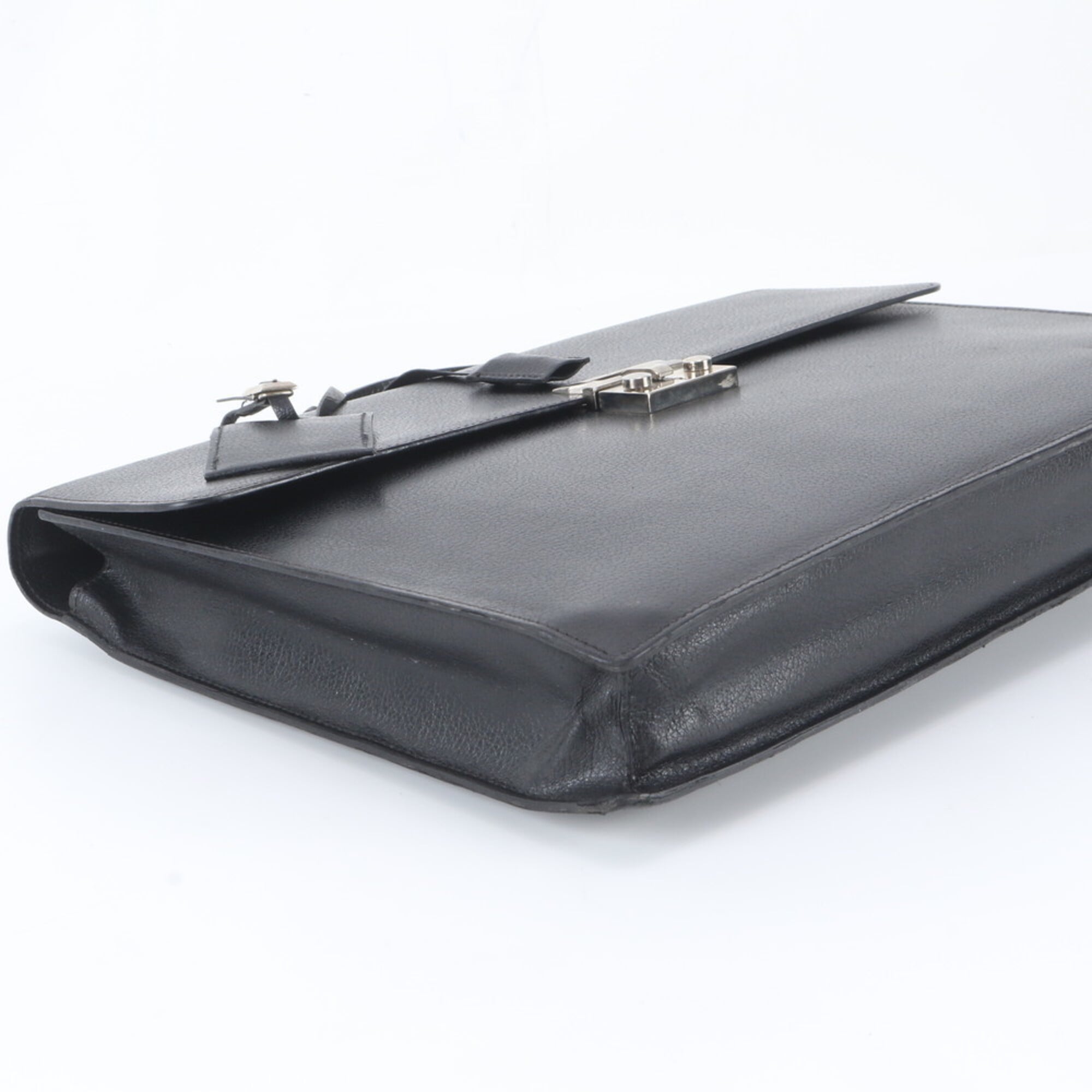 Salvatore Ferragamo Black Leather Briefcase Handbag (Pre-Owned)