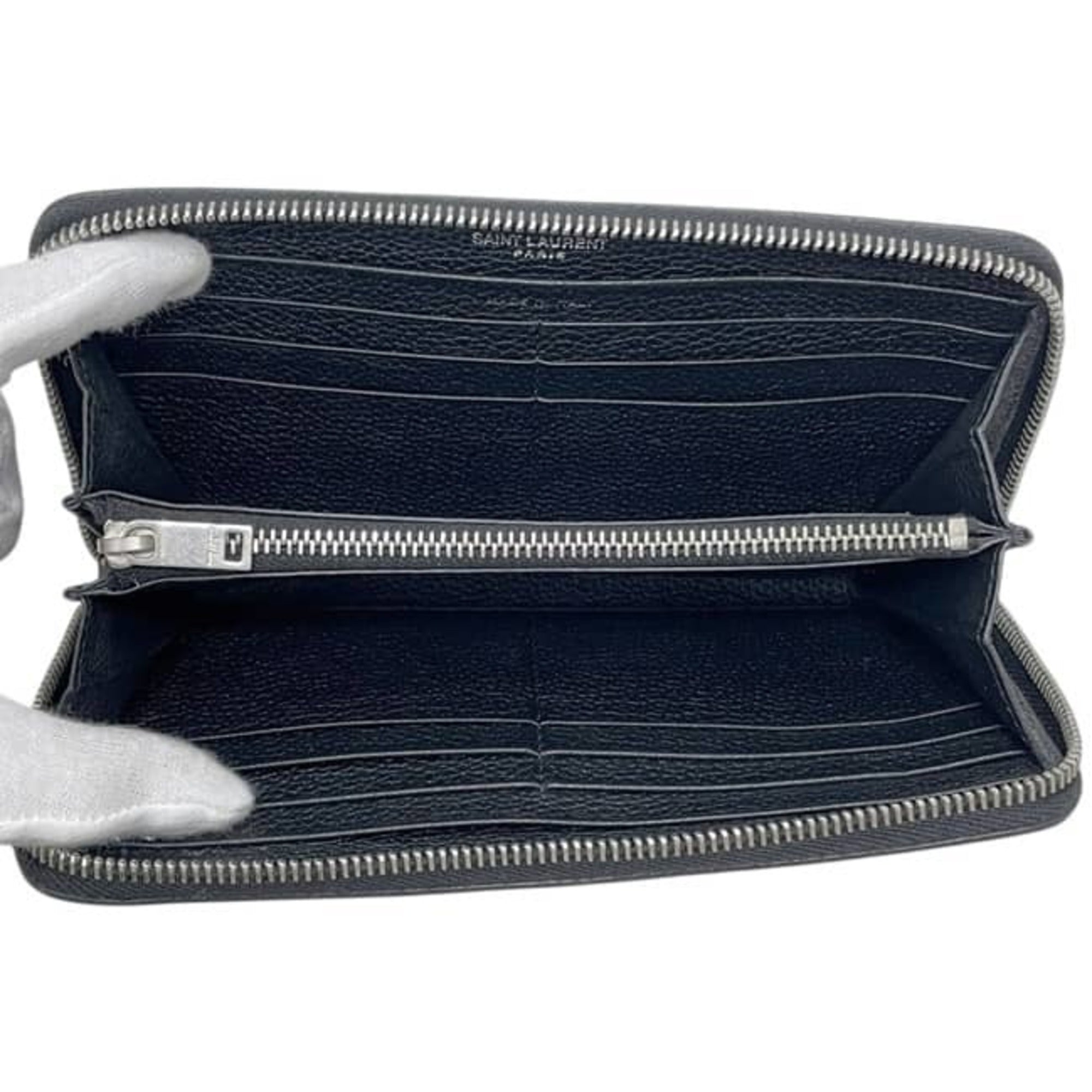 Saint Laurent Black Leather Long Wallet (Bi-Fold) (Pre-Owned)