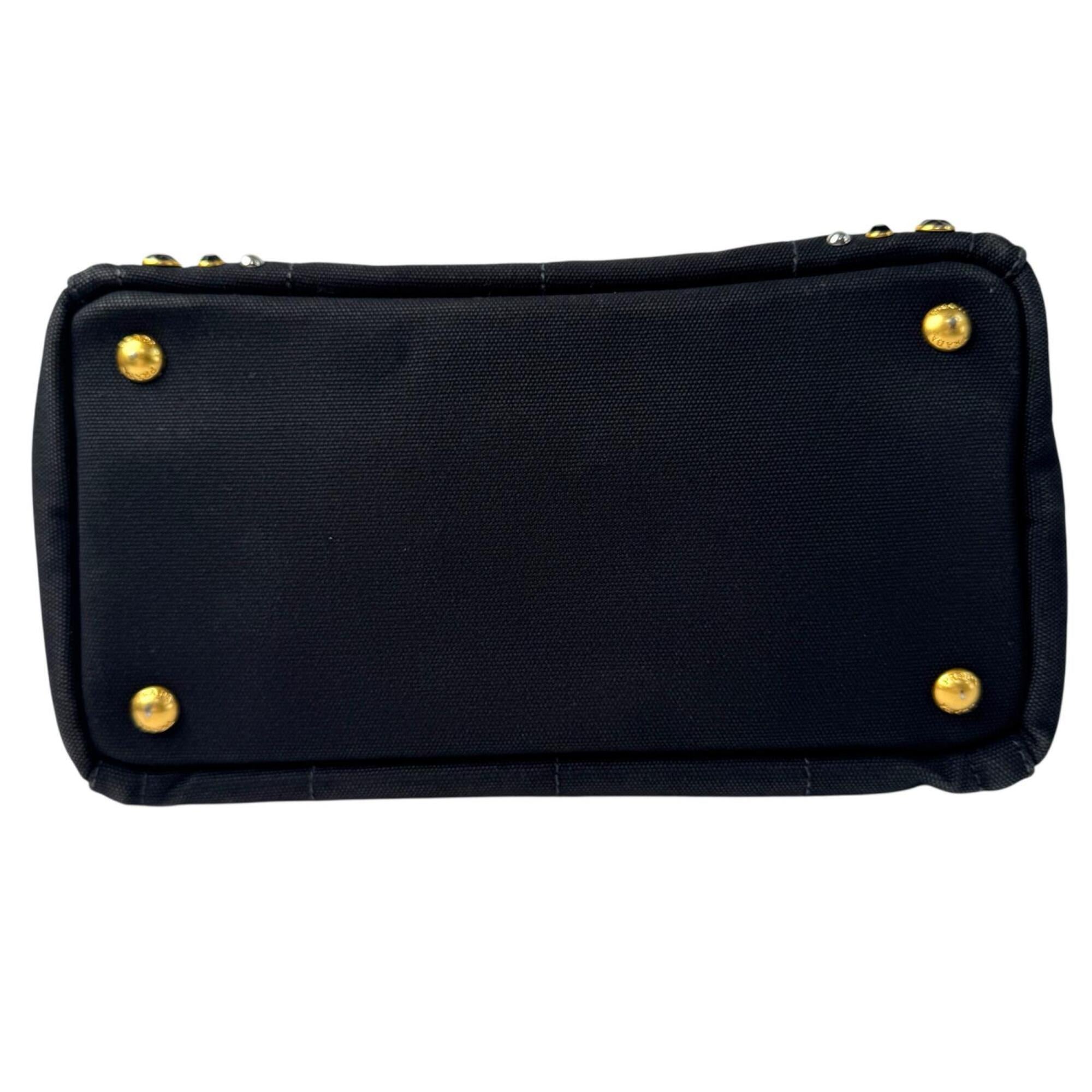 Prada Black Canvas Handbag Shoulder Bag Tote Bag (Pre-Owned)