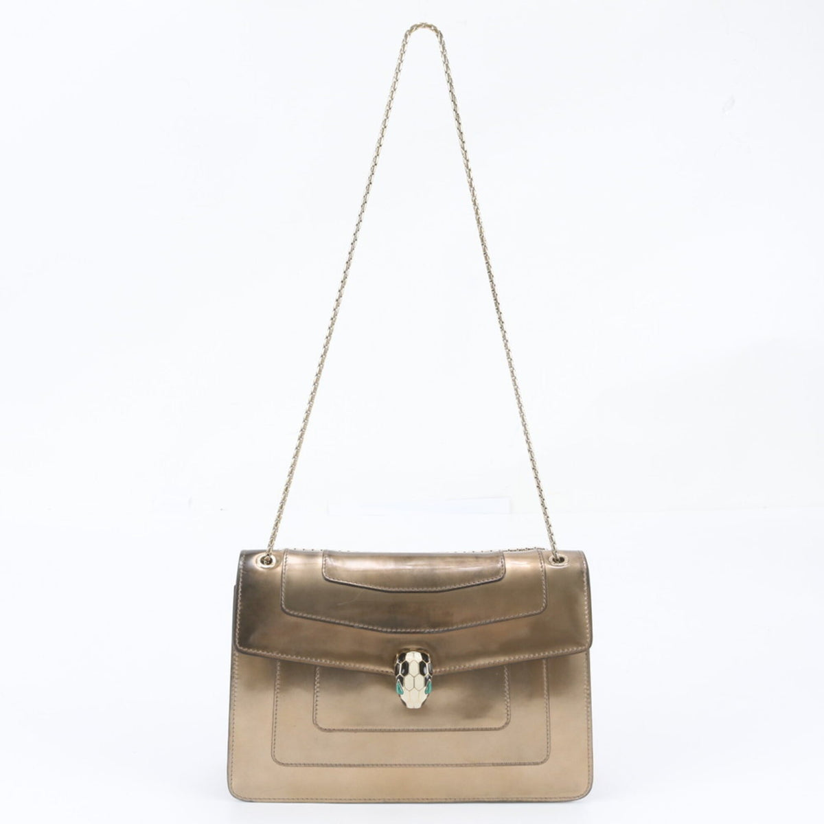 Bvlgari Metallic Bronze Leather Handbag Shoulder Bag (Pre-Owned)