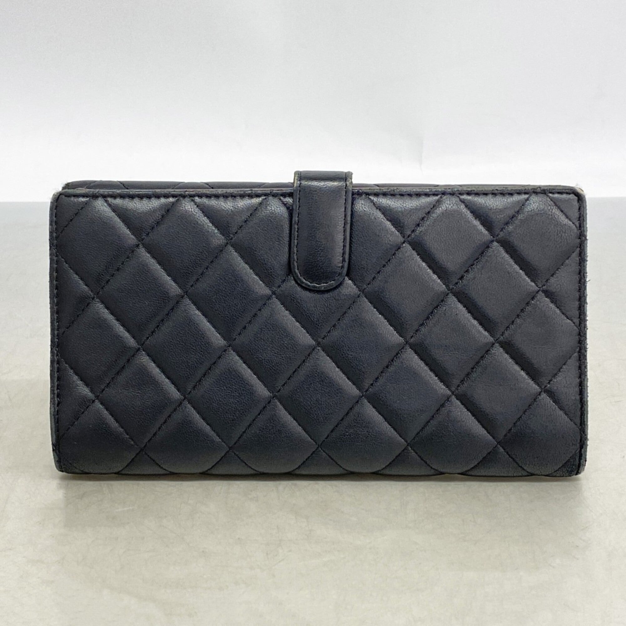 Chanel Black Leather Long Wallet (Bi-Fold) (Pre-Owned)