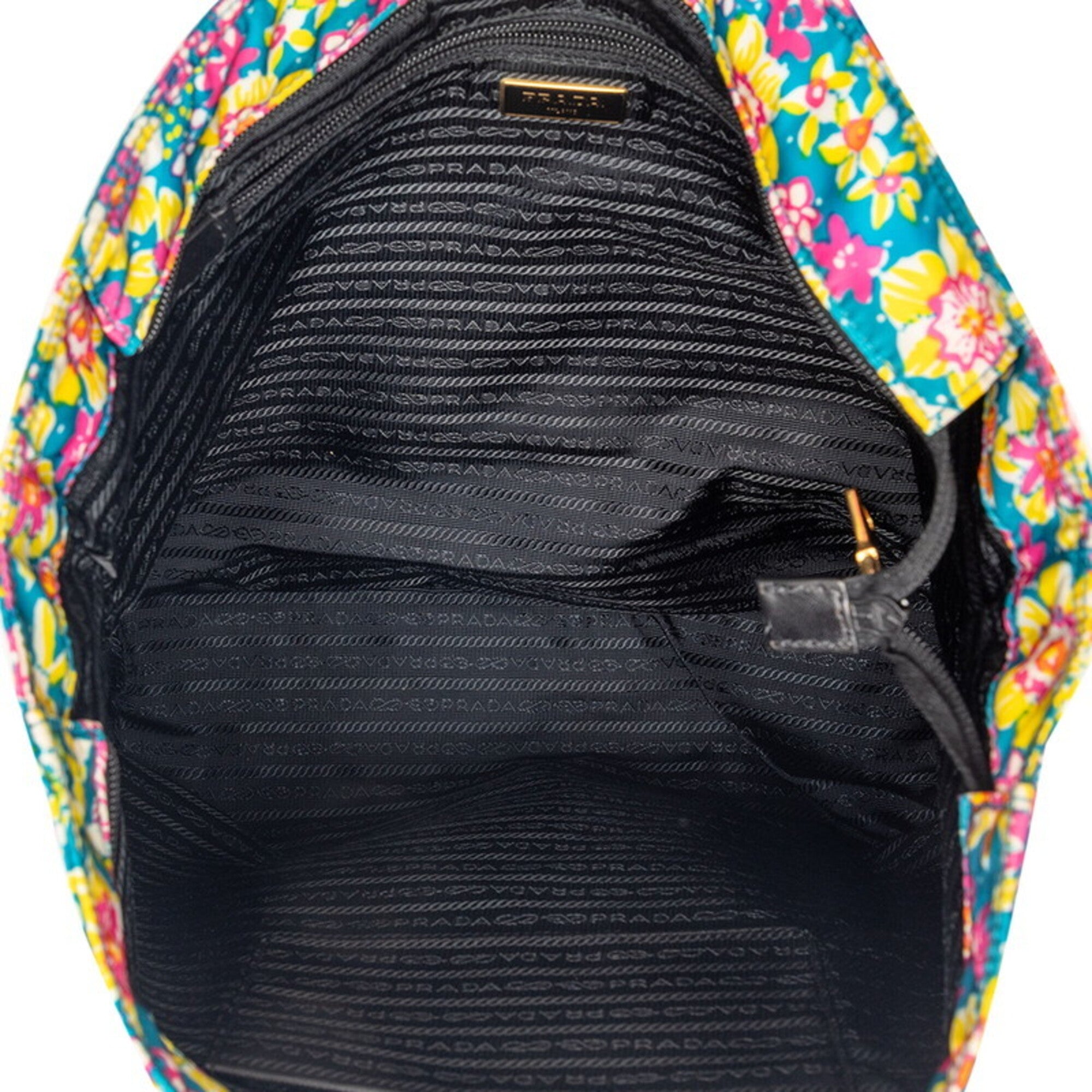 Prada Blue Multi-Color Pink Nylon Shoulder Bag Tote Bag (Pre-Owned)