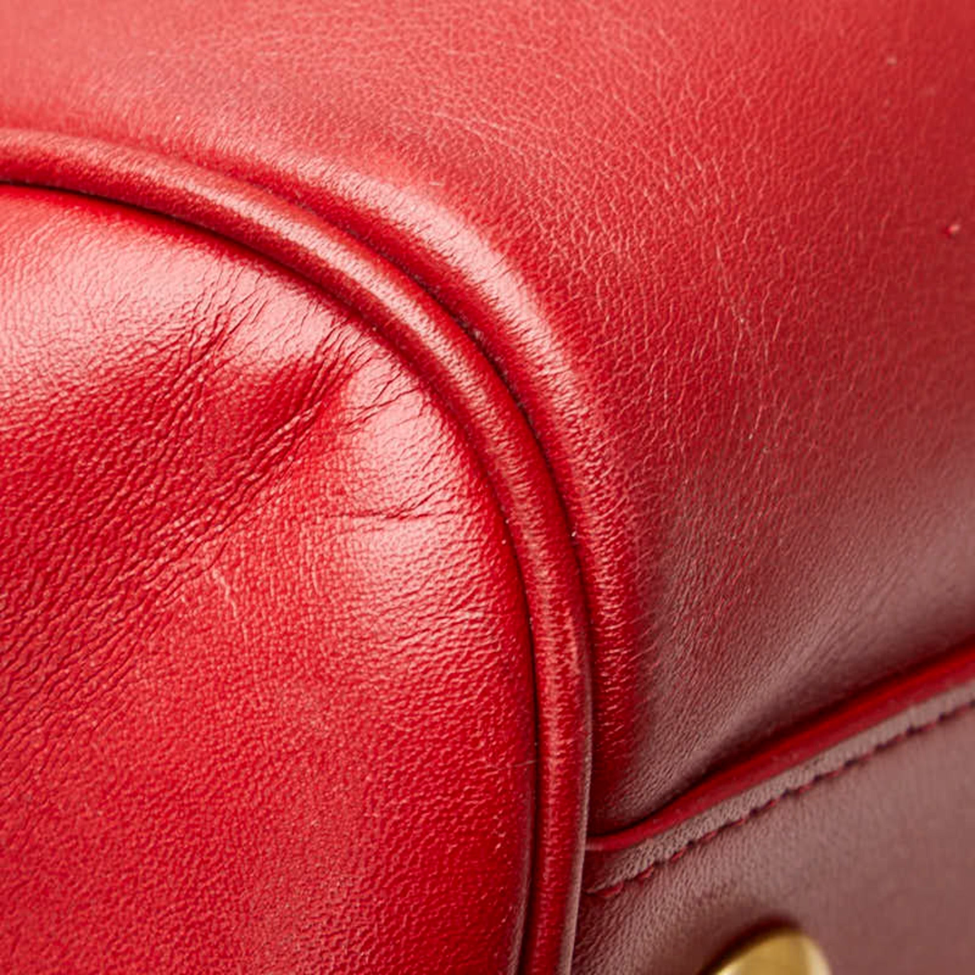 Saint Laurent Red Color Leather Handbag Shoulder Bag (Pre-Owned)
