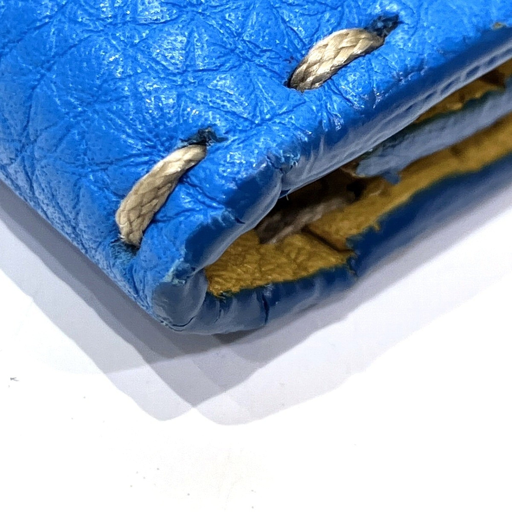 Fendi Blue Red Color Yellow Leather Long Wallet (Bi-Fold) (Pre-Owned)