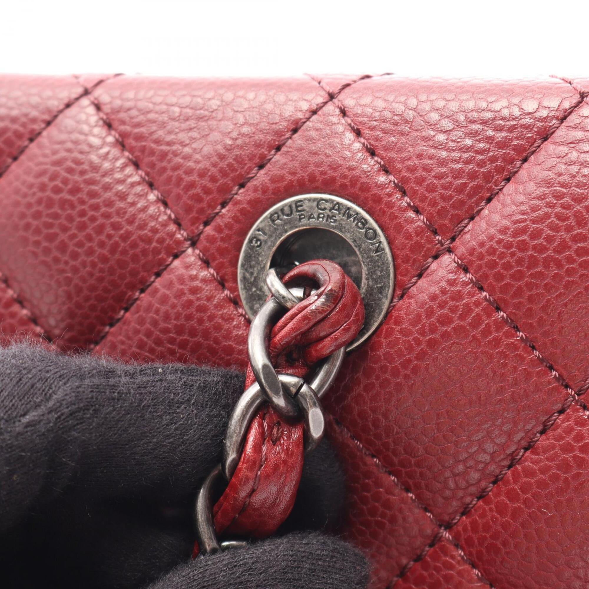 Chanel Bordeaux Grained Calfskin Handbag Shoulder Bag (Pre-Owned)
