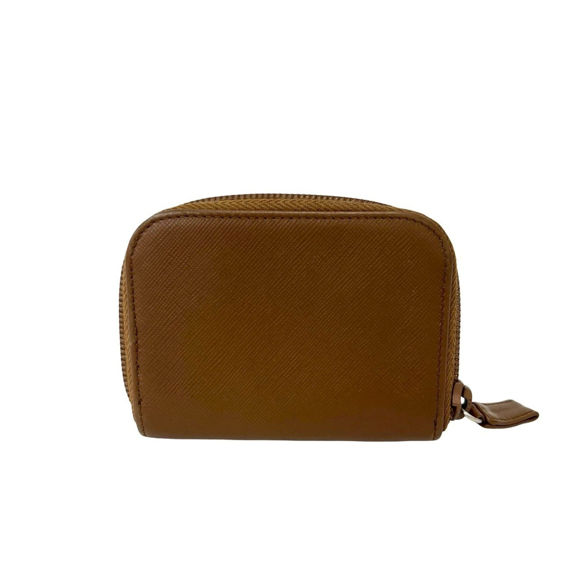 Prada Brown Leather Coin Purse/Coin Case (Pre-Owned)