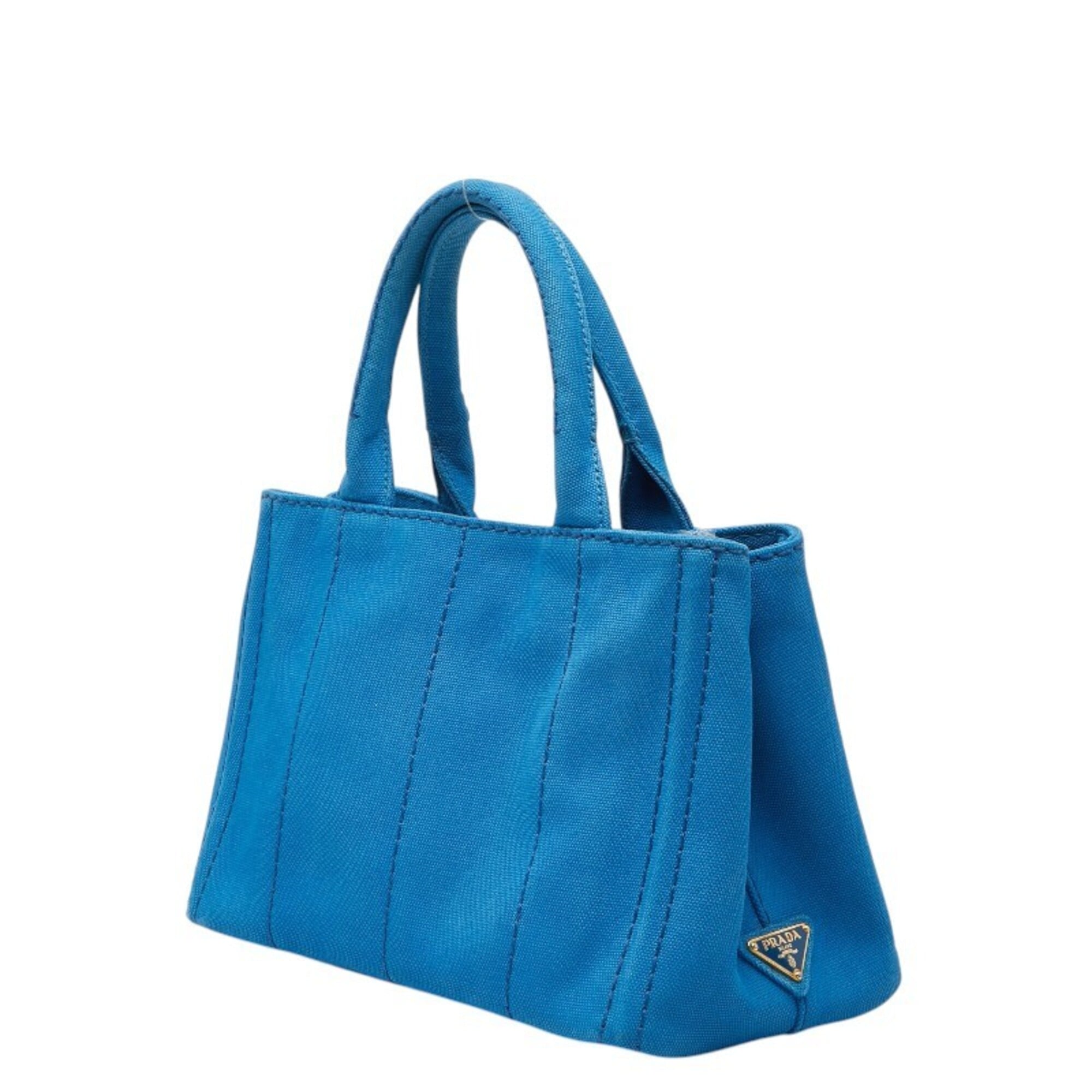 Prada Light Blue Canvas Handbag Shoulder Bag (Pre-Owned)