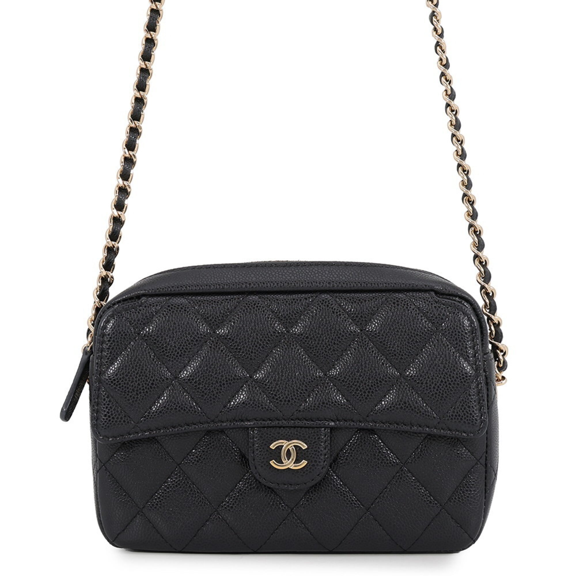 Chanel Matelasse Black Grained Calfskin Handbag Shoulder Bag (Pre-Owned)