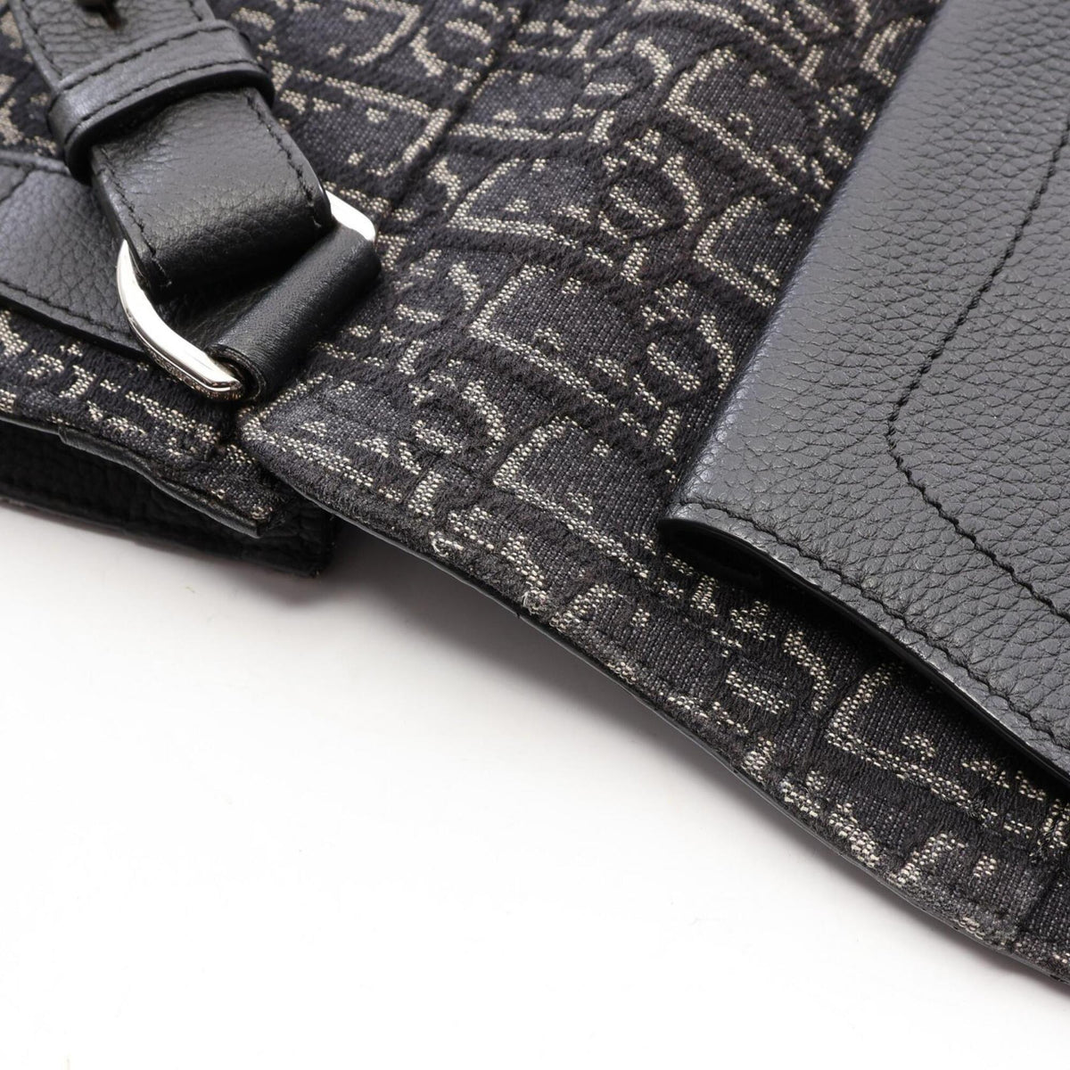 Christian Dior Black Canvas Leather Handbag Saddle Bag Shoulder Bag (Pre-Owned)