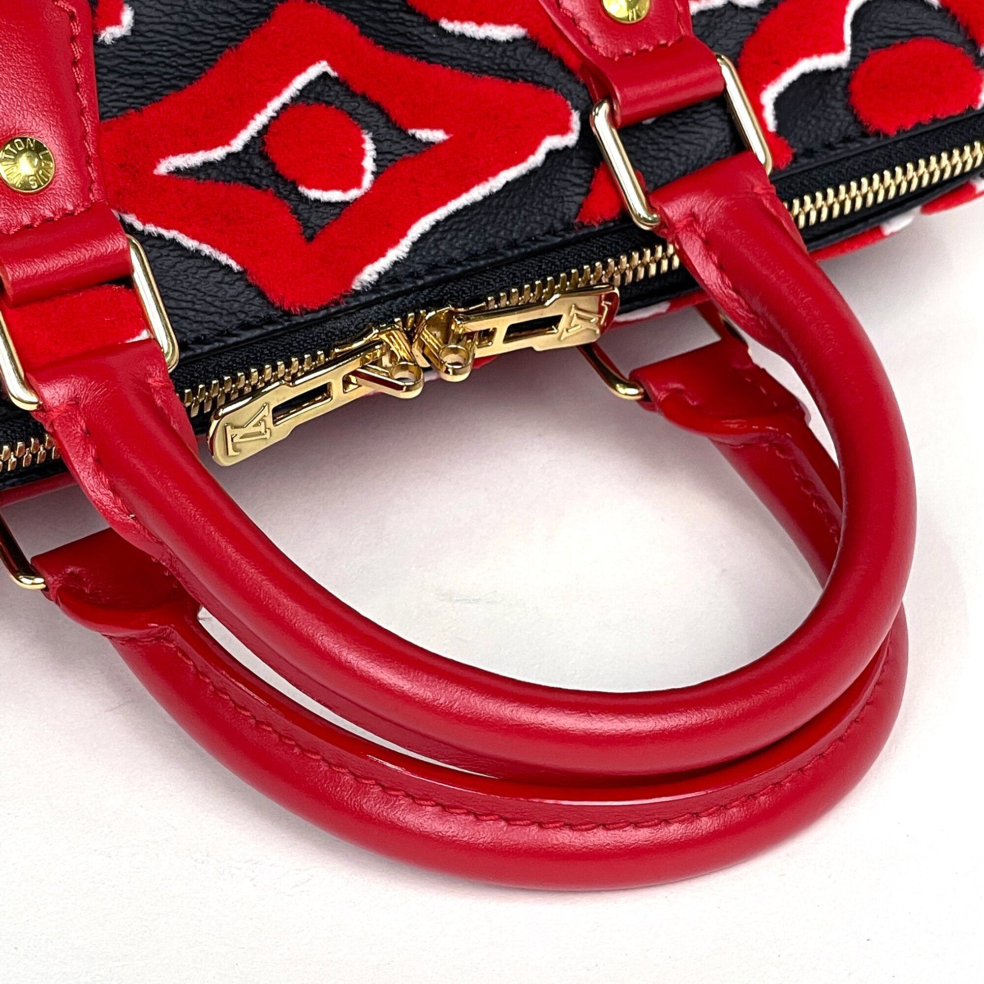 Louis Vuitton Black Red Color Monogram Handbag (Pre-Owned)