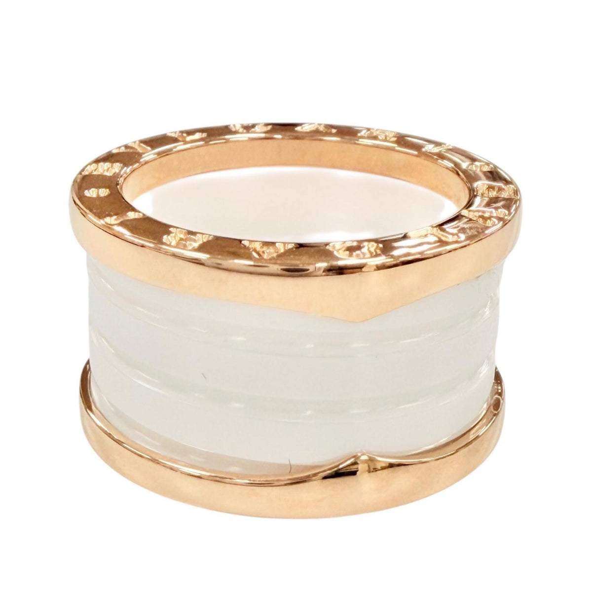 Bvlgari Pink Gold White Pink Gold (18K) Ceramic Band Ring (Pre-Owned)