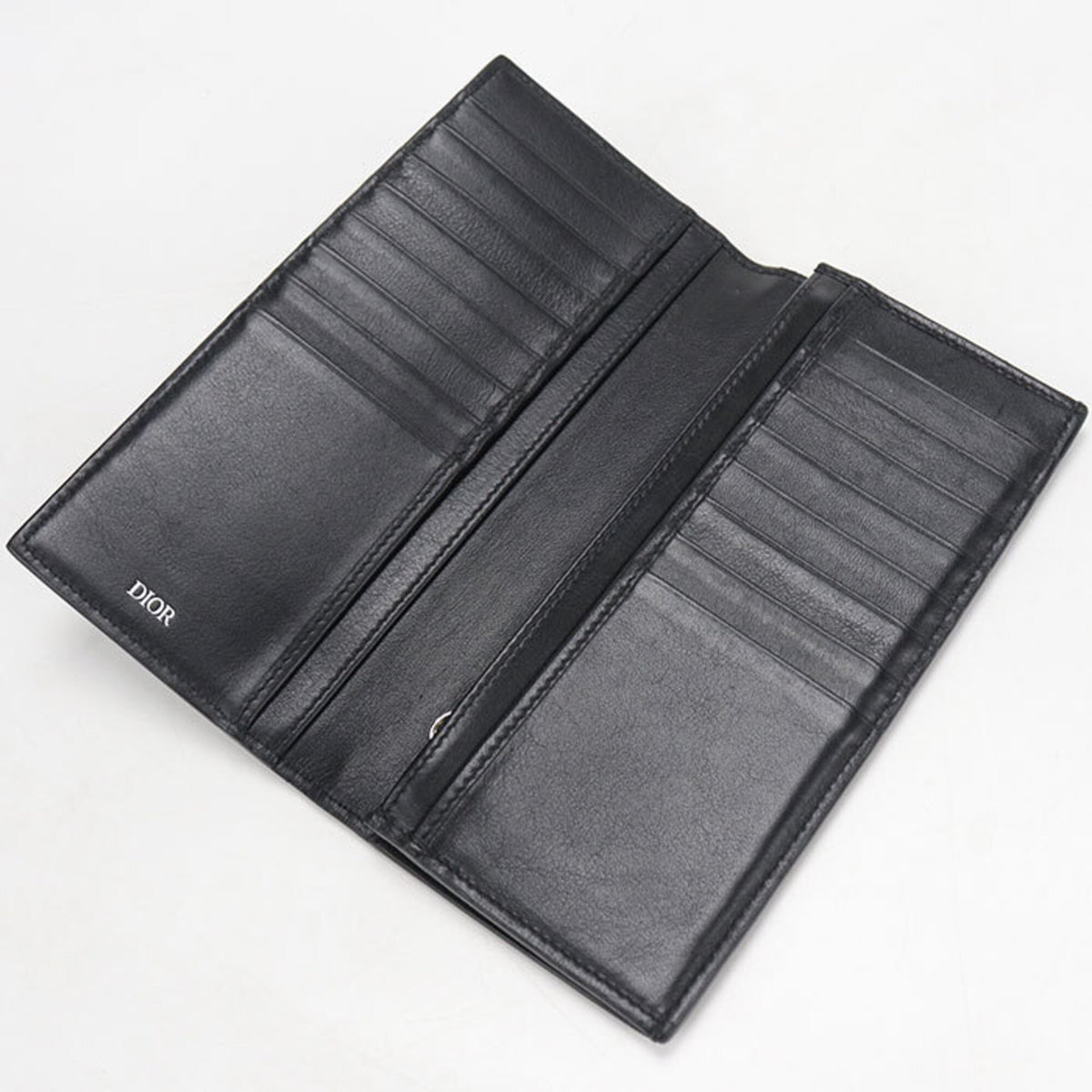 Christian Dior Black Leather Long Wallet (Bi-Fold) (Pre-Owned)