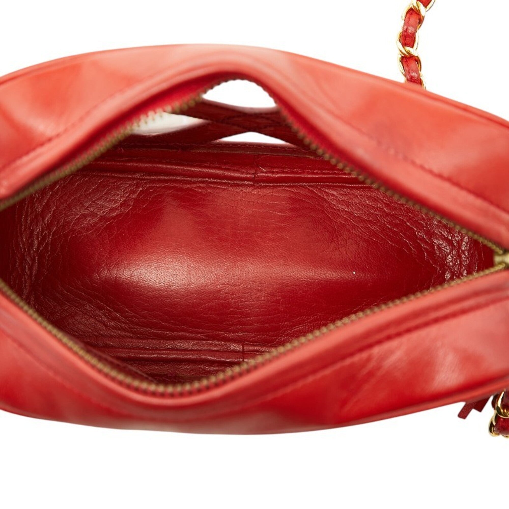 Chanel Red Color Vinyl Leather Shoulder Bag (Pre-Owned)