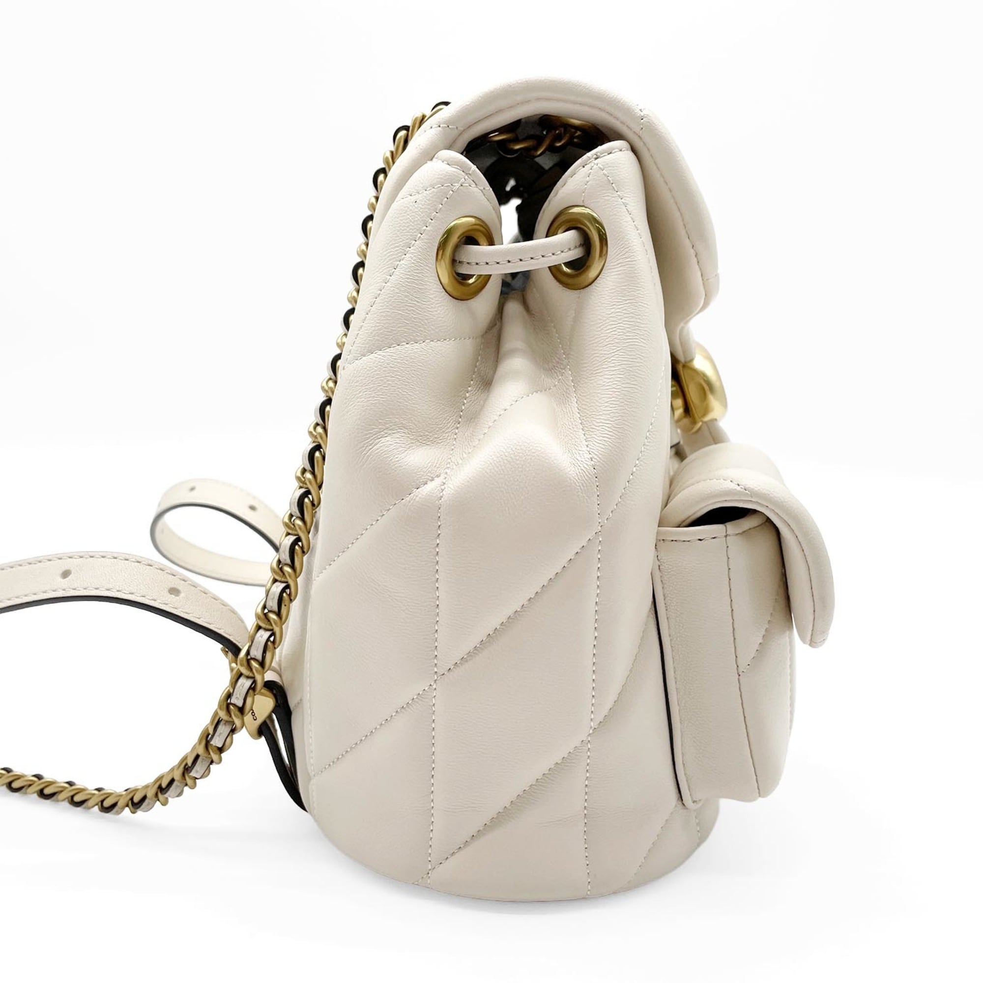 Coach Gold White Leather Backpack (Pre-Owned)