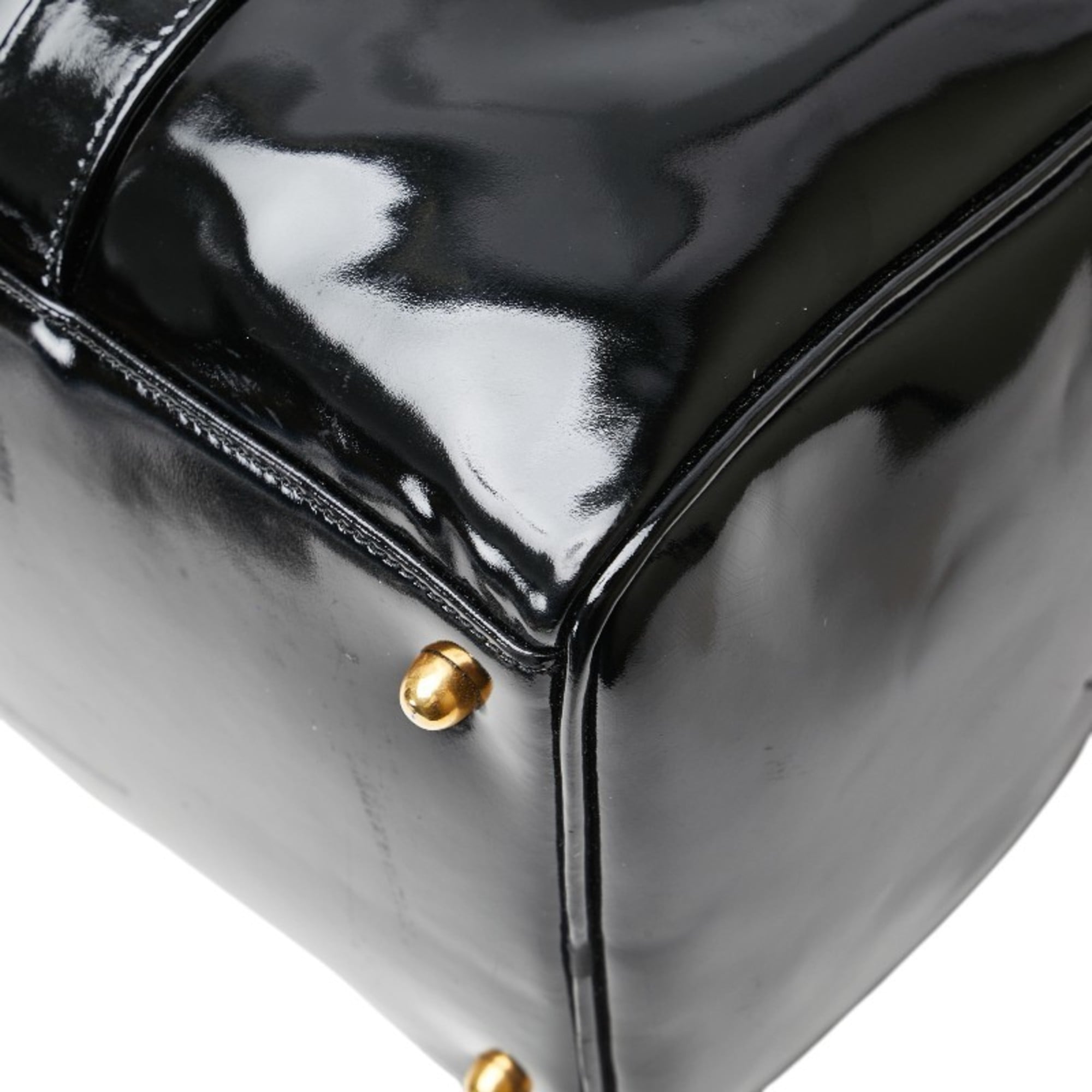 Chanel Black Patent Leather Boston Bag Shoulder Bag (Pre-Owned)