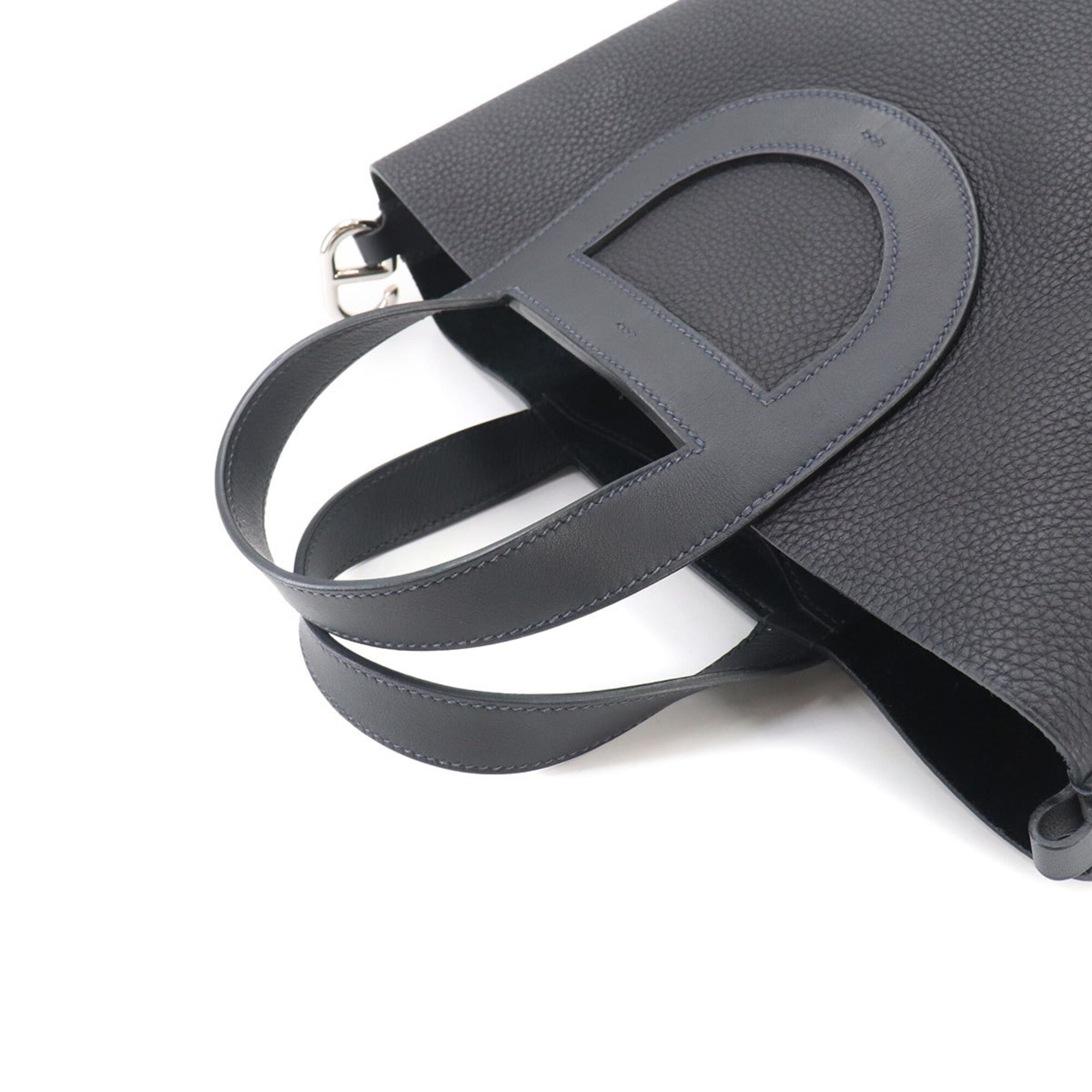 Hermes Silver Taurillon Clemence Leather Swift Leather Handbag (Pre-Owned)