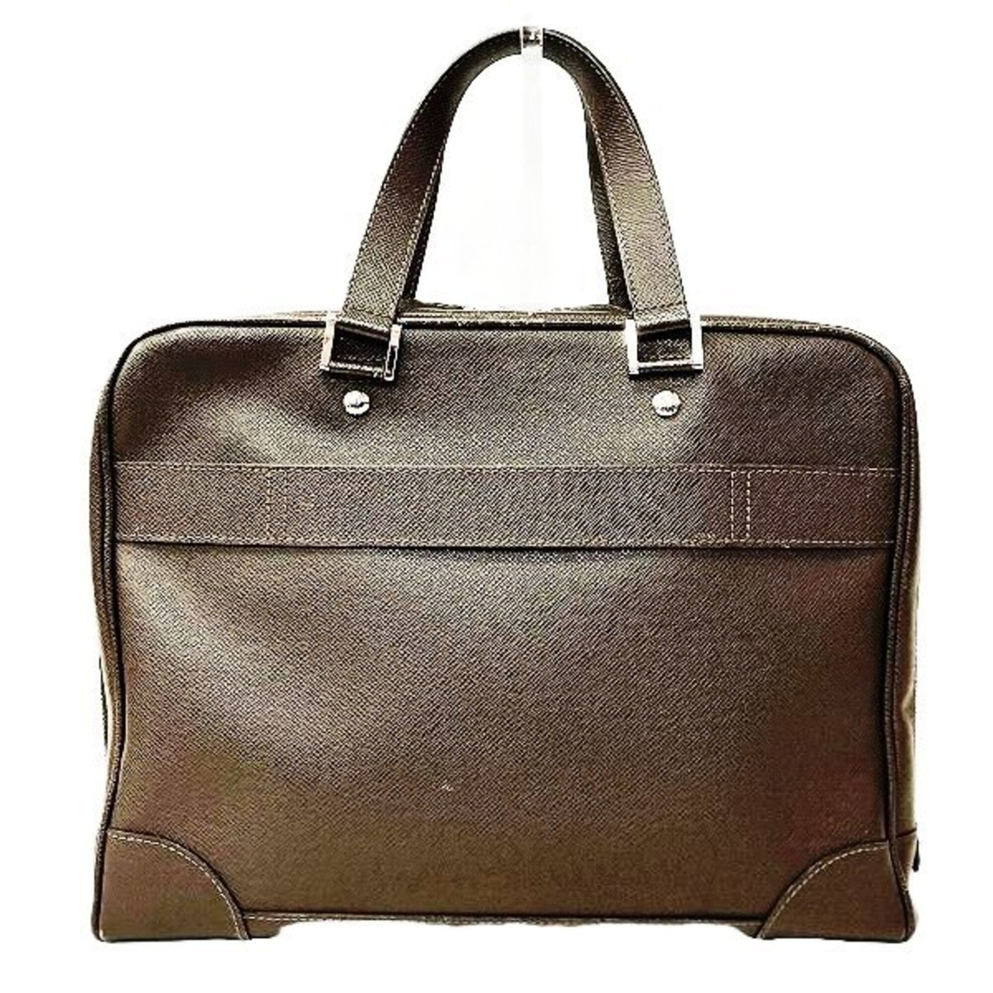 Louis Vuitton Brown Grizzly Taiga Leather Briefcase Handbag (Pre-Owned)