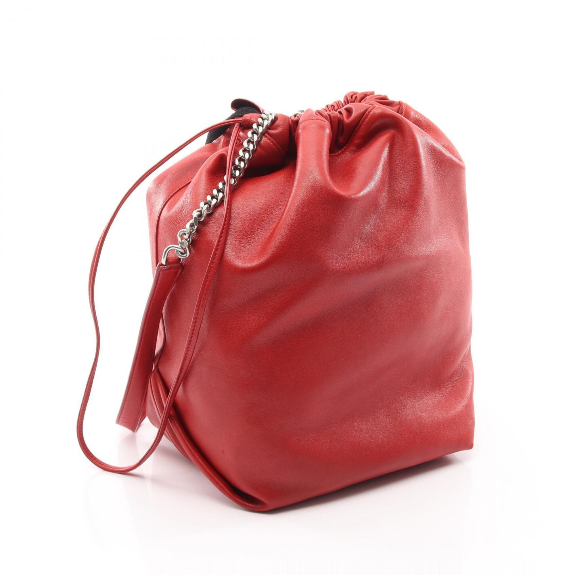 Saint Laurent Red Color Leather Handbag Pouch Shoulder Bag (Pre-Owned)