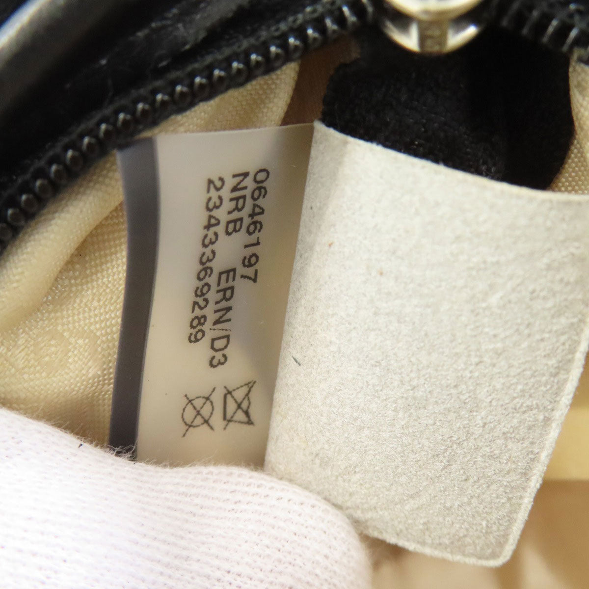 Longchamp Beige Black Canvas Handbag (Pre-Owned)