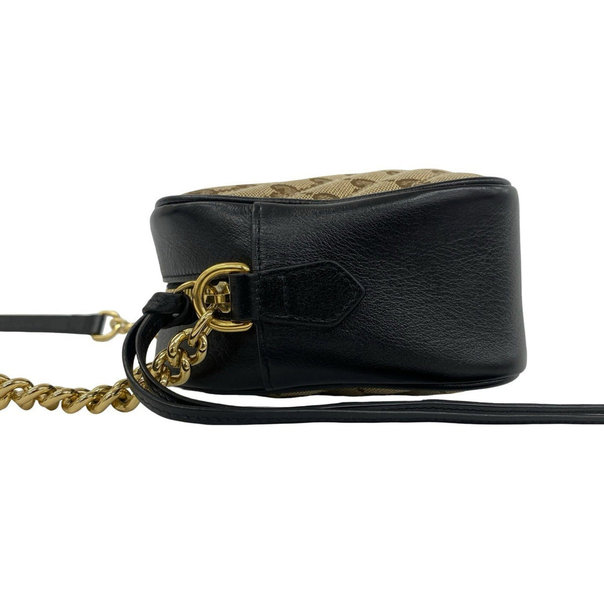 Gucci Black Brown Canvas Leather Pochette Shoulder Bag (Pre-Owned)