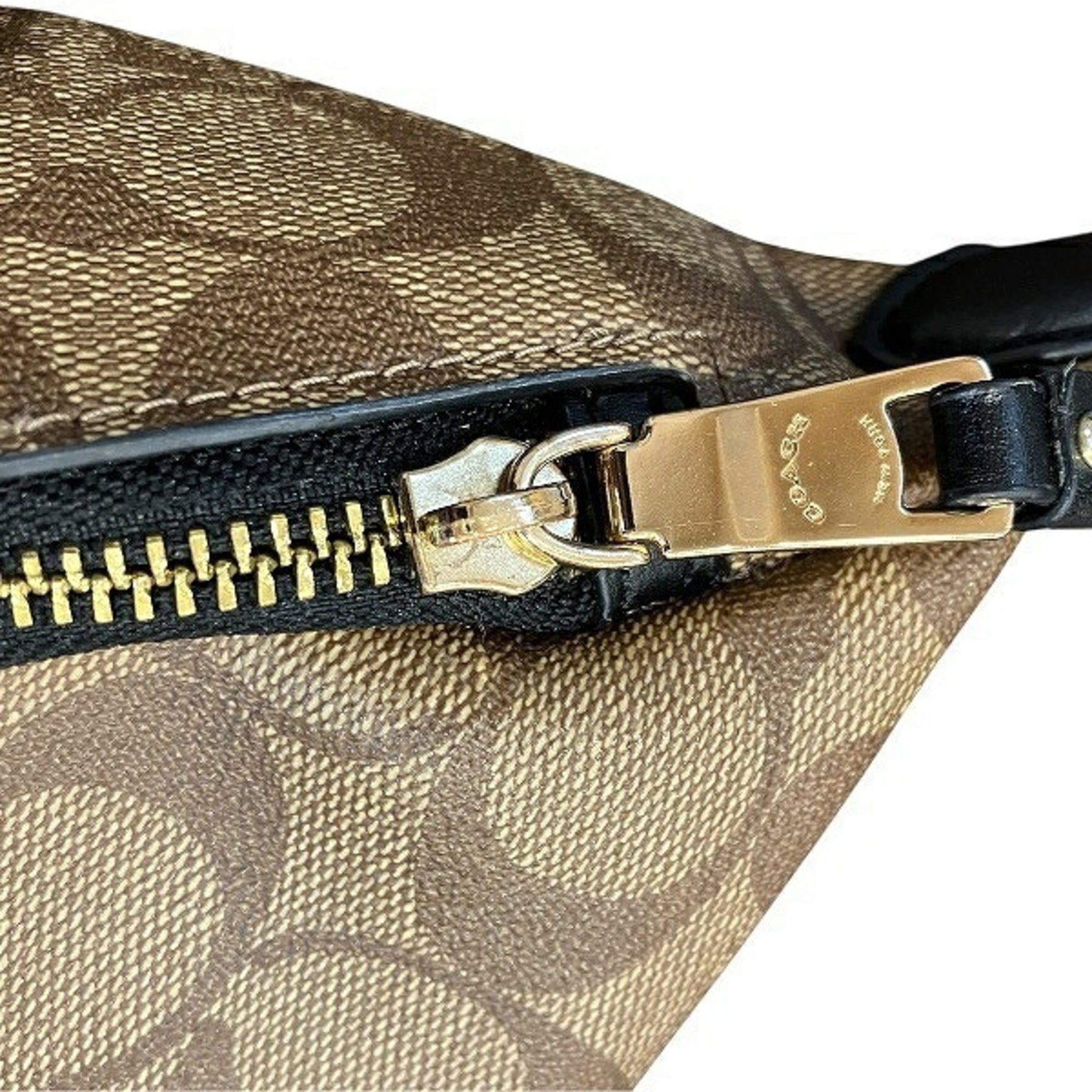 Coach Black Brown Signature Line Pvc Fanny Pack (Pre-Owned)