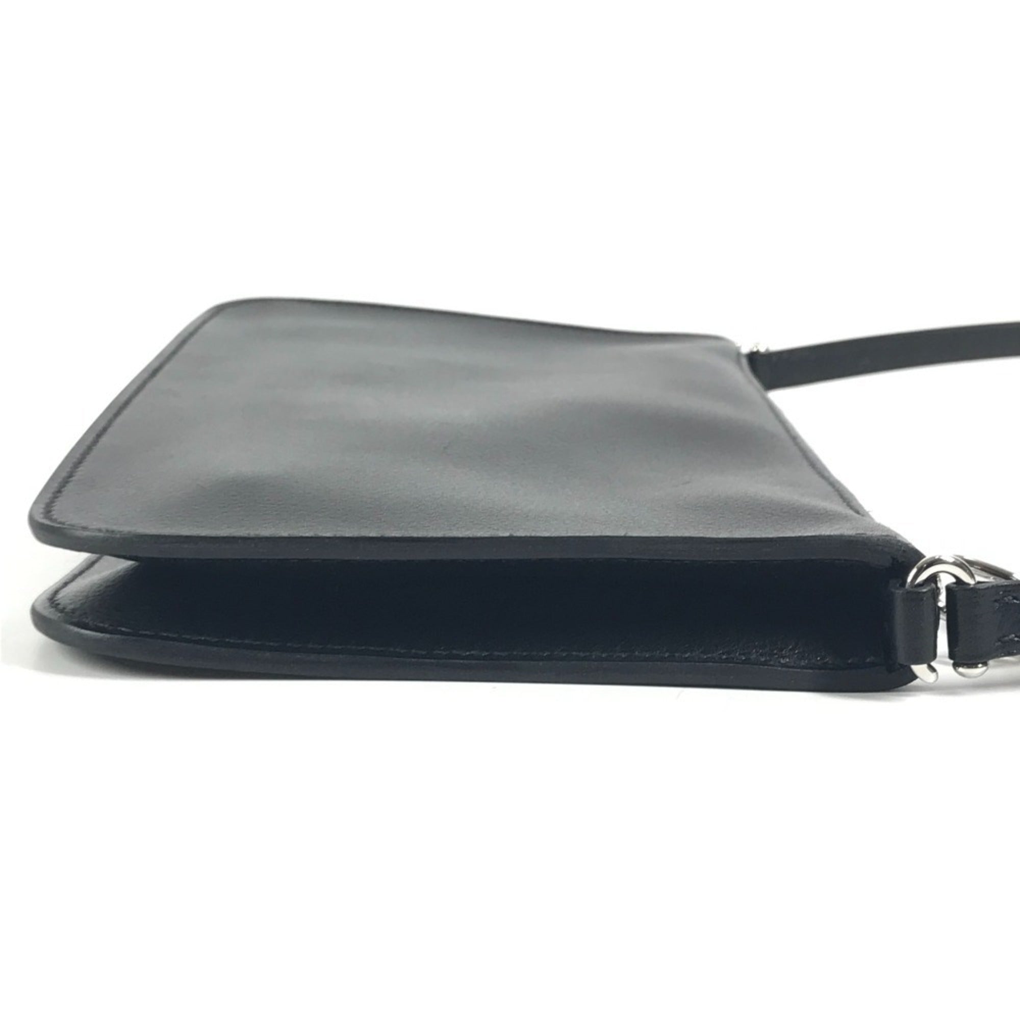 Hermes Black Leather Handbag Pouch Shoulder Bag (Pre-Owned)