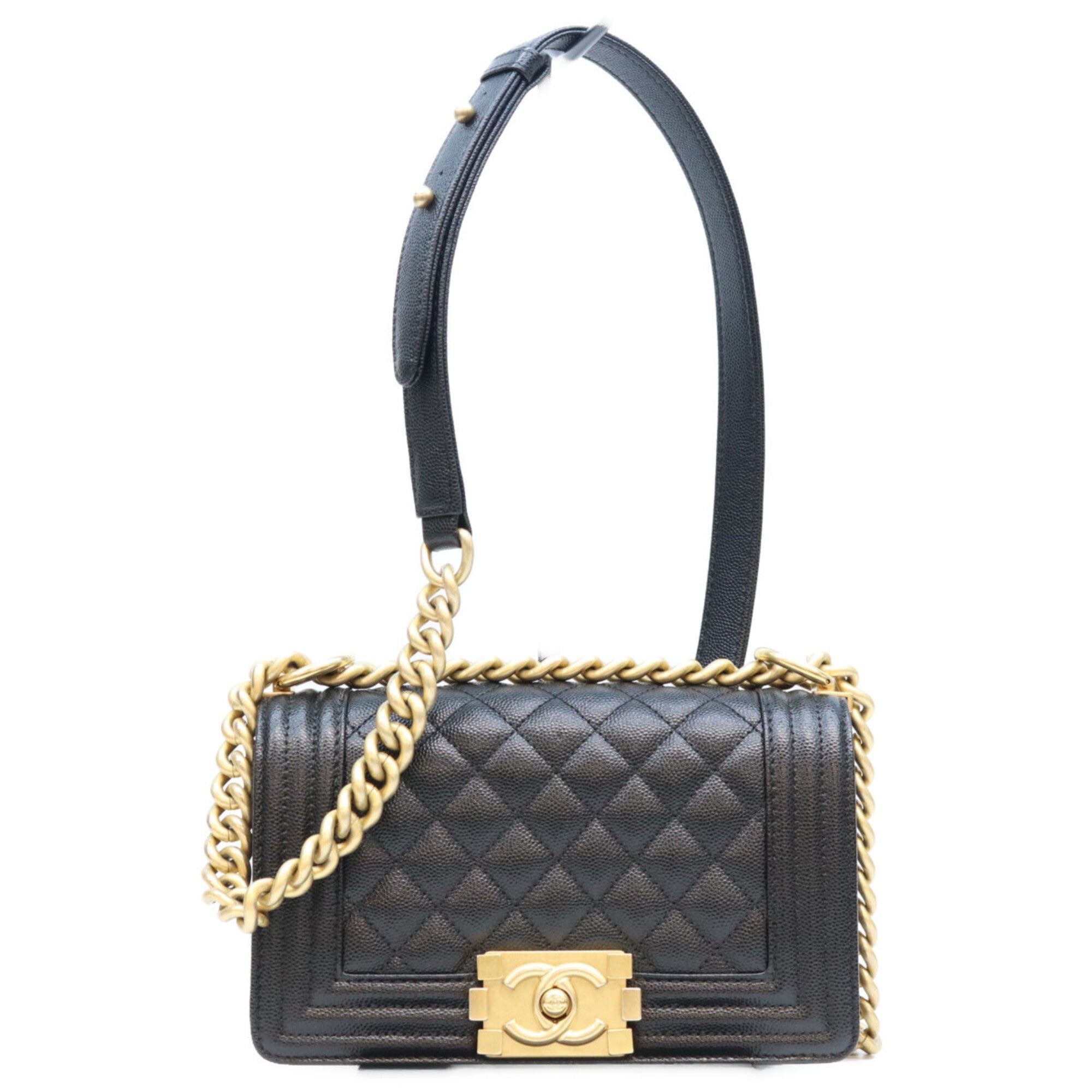 Chanel Black Grained Calfskin Shoulder Bag (Pre-Owned)