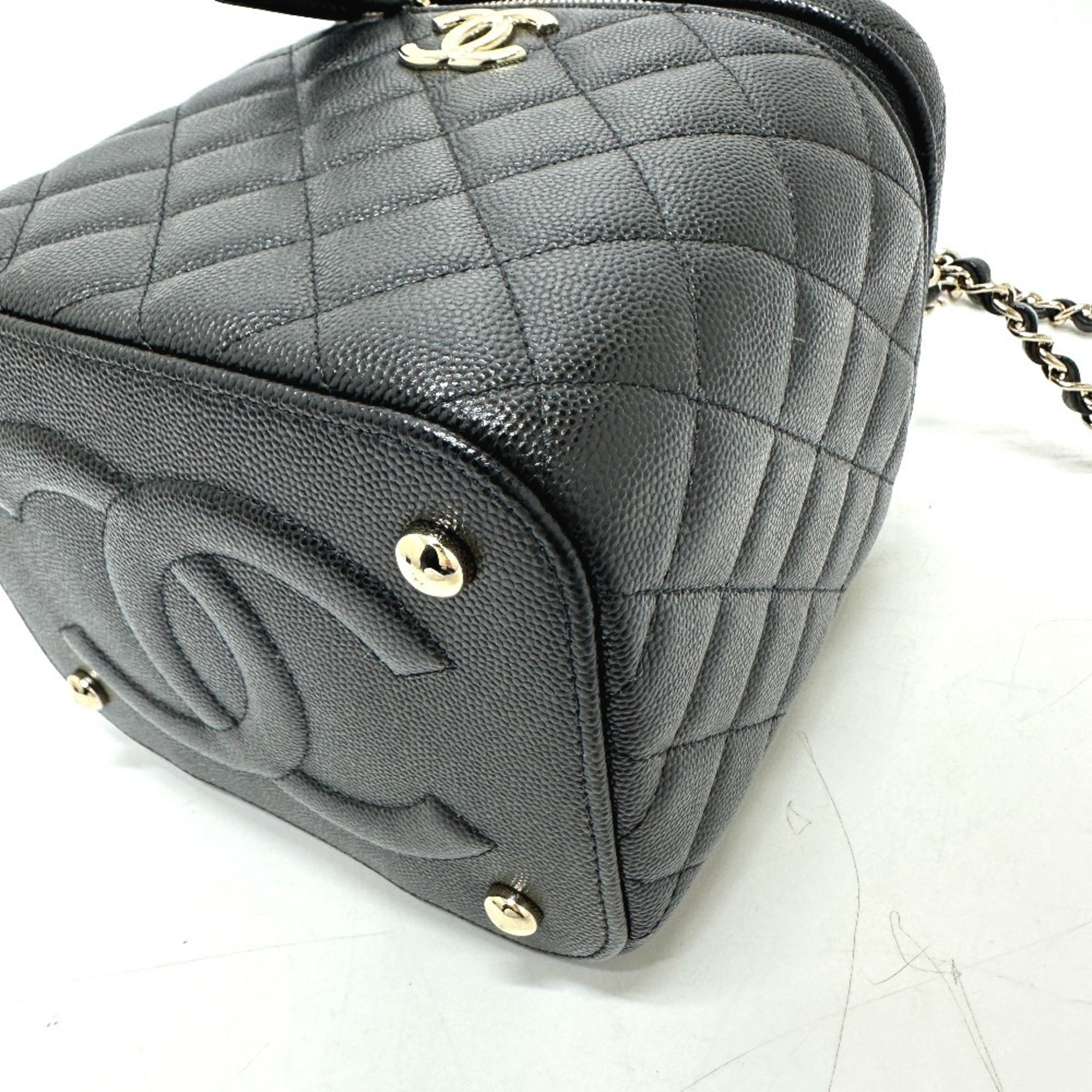 Chanel Matelasse Black Caviar Leather Handbag Shoulder Bag Vanity Bag (Pre-Owned)