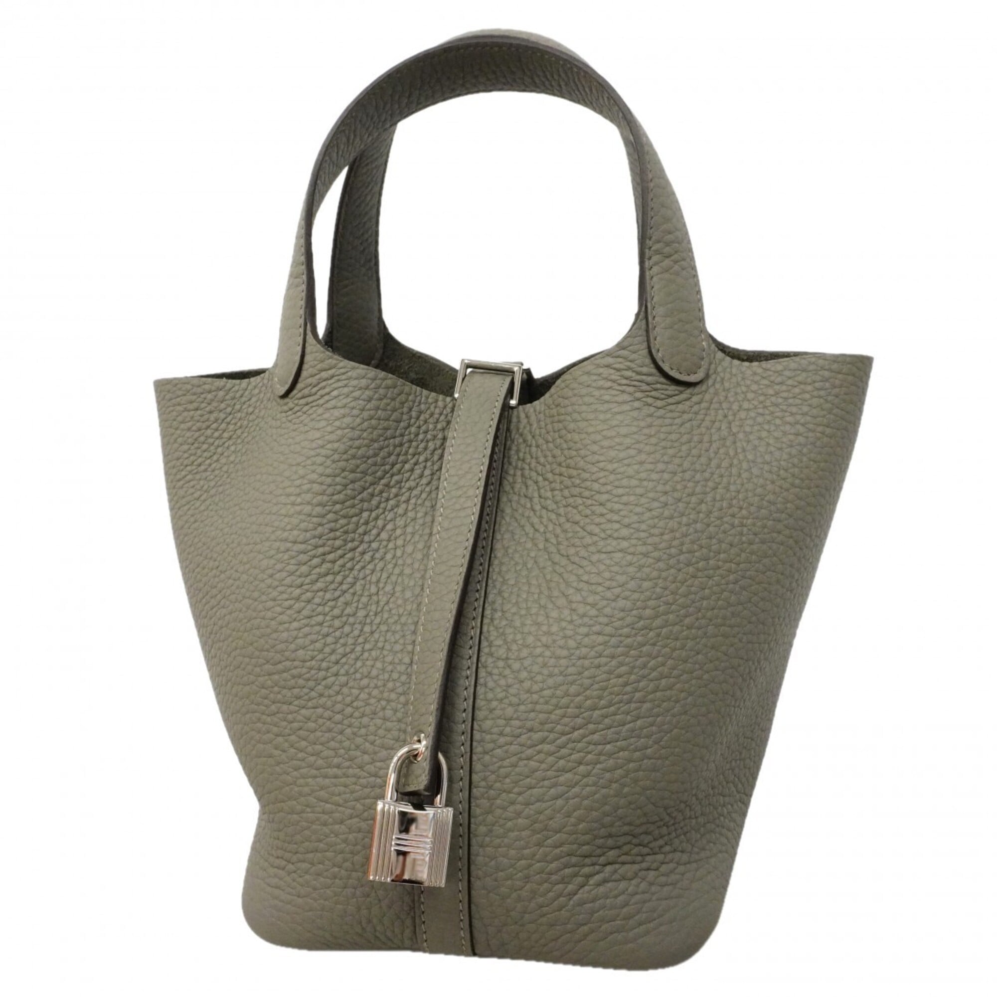 Hermes Gray Taurillon Clemence Leather Handbag (Pre-Owned)