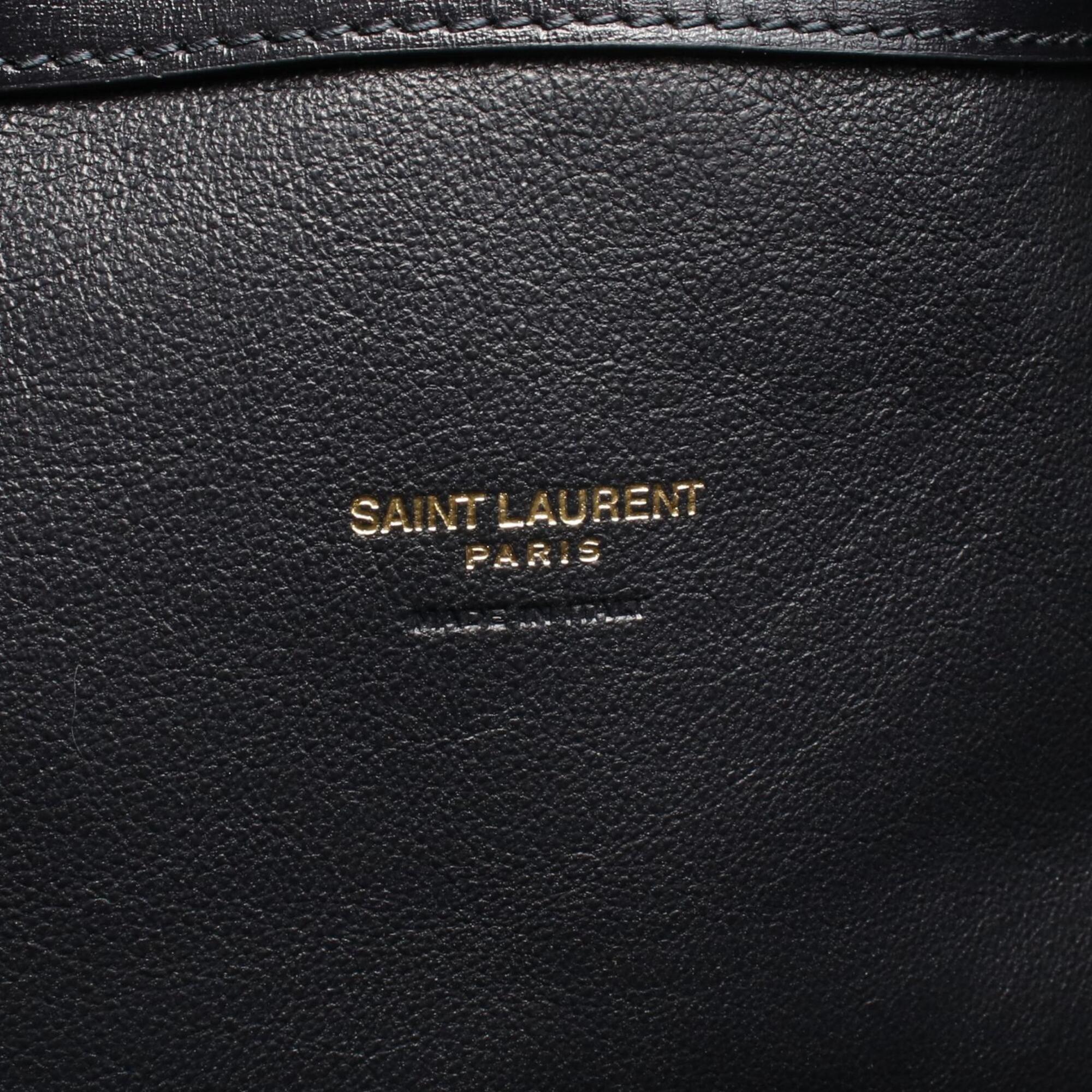 Yves Saint Laurent Beige Black Pvc Coated Canvas Leather Shoulder Bag (Pre-Owned)
