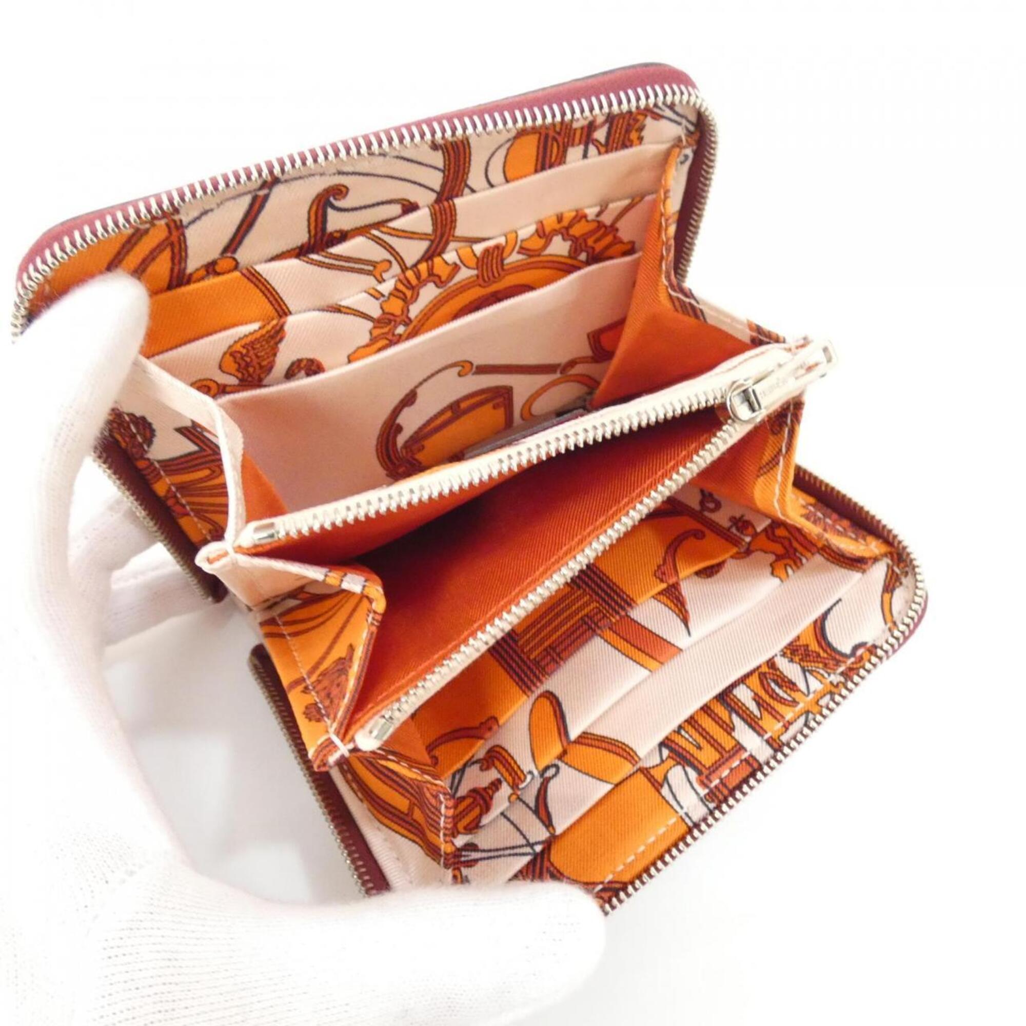 Hermes Silk'in Rose Eglantine Epsom Leather Silk Coin Purse/Coin Case (Pre-Owned)