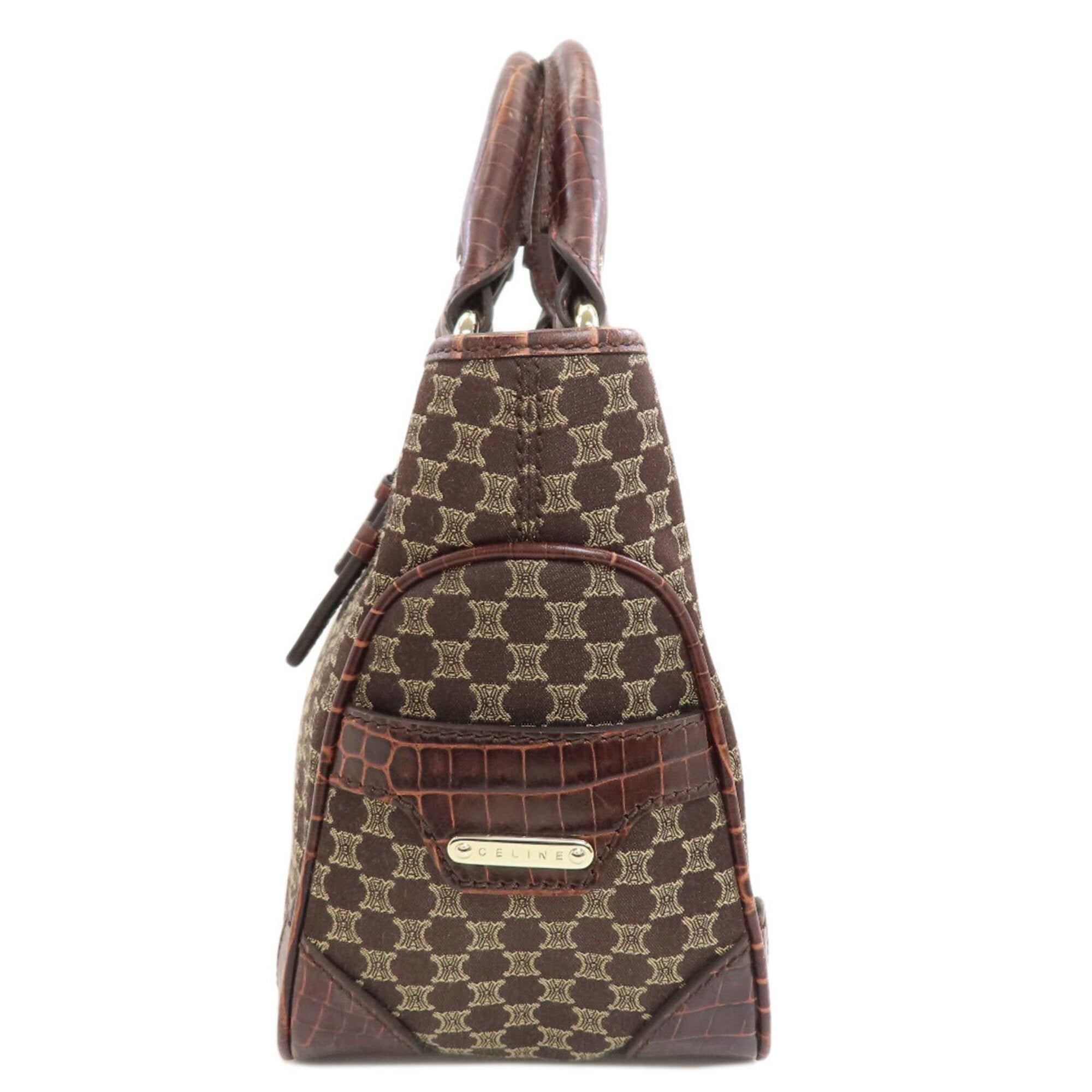 Celine Macadam Brown Canvas Leather Handbag (Pre-Owned)