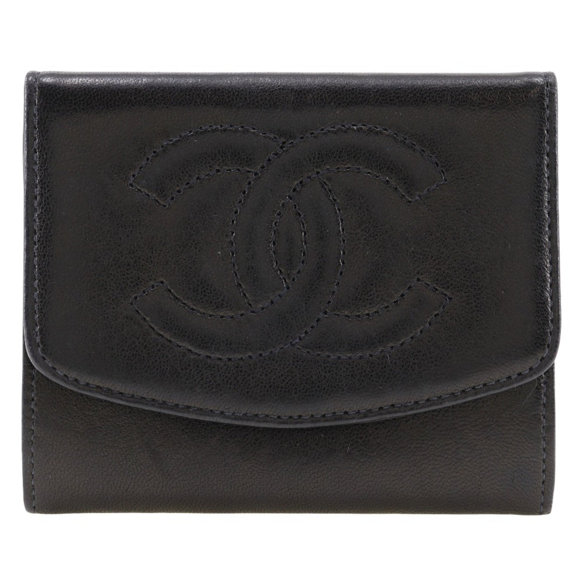 Chanel Black Leather Coin Purse/Coin Case (Pre-Owned)