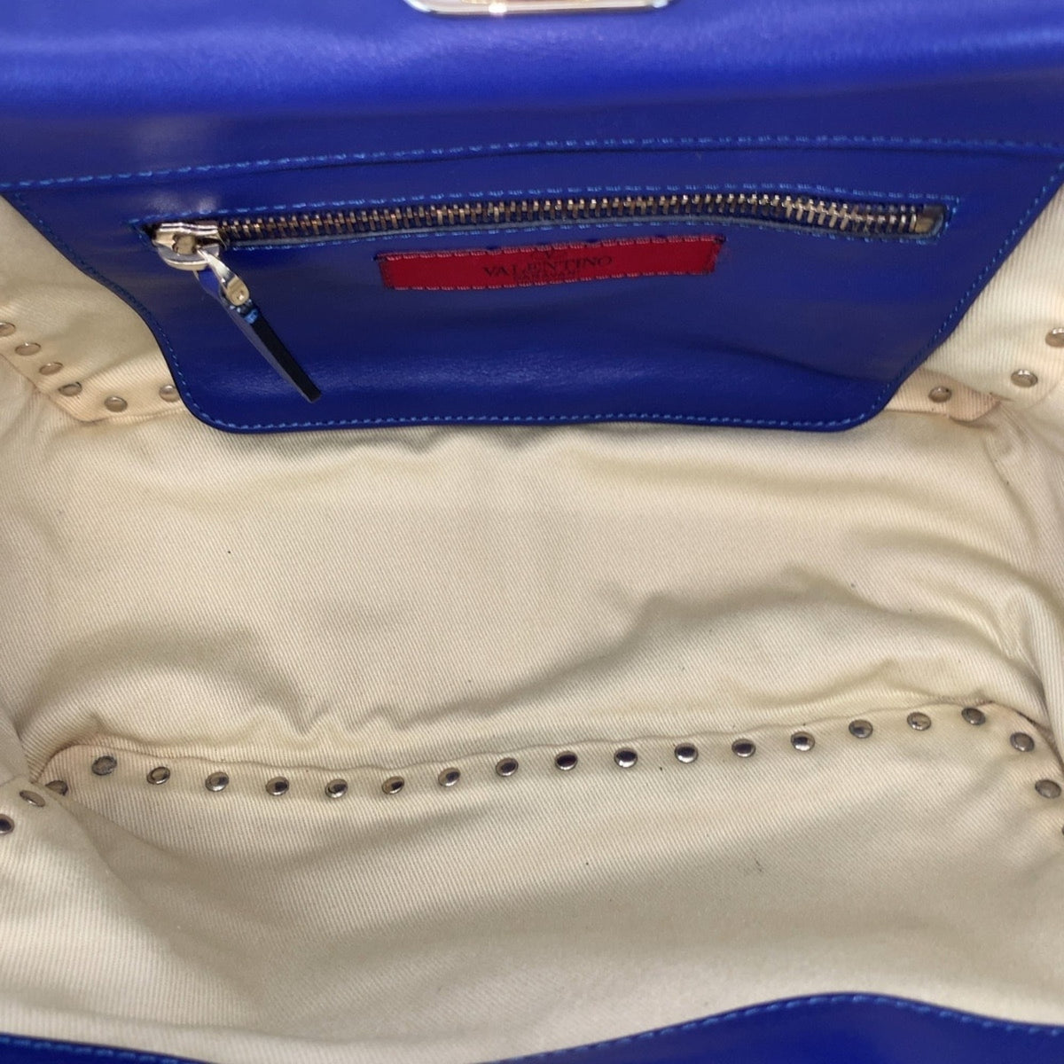 Valentino Blue Leather Shoulder Bag Tote Bag (Pre-Owned)