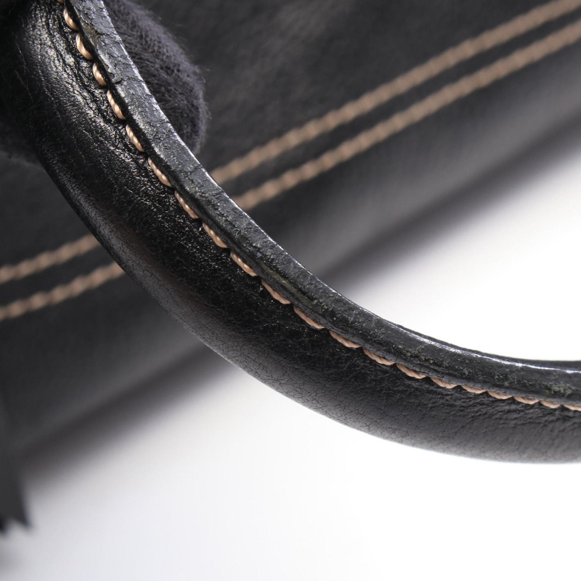 Mcm Black Leather Handbag Tote Bag (Pre-Owned)