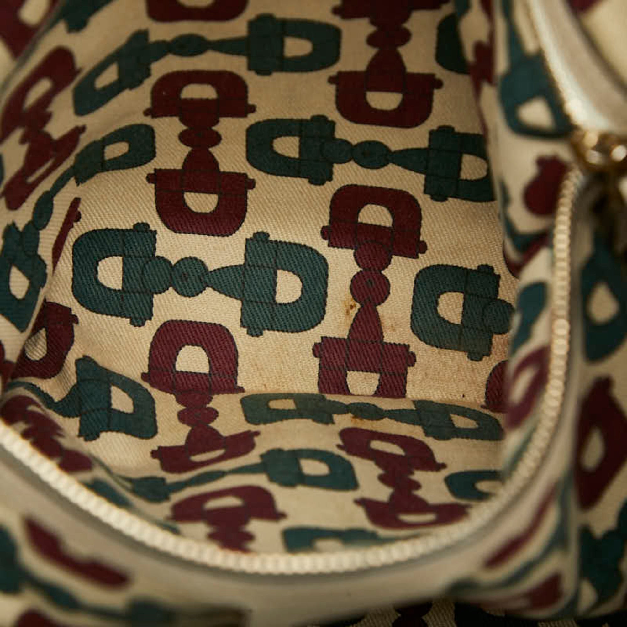 Gucci Beige Canvas Leather Handbag Tote Bag (Pre-Owned)
