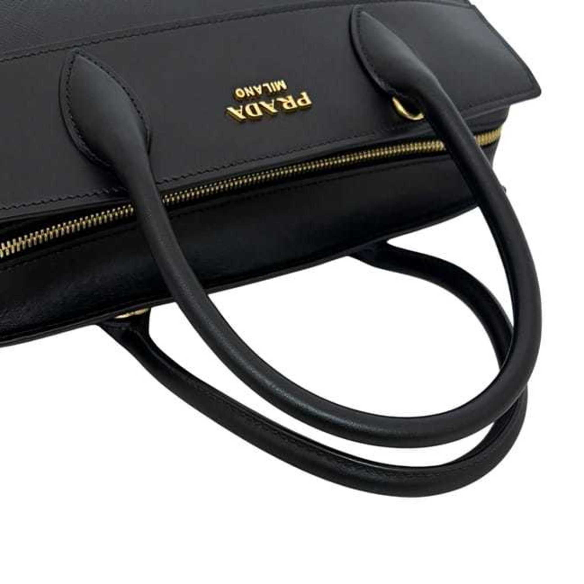 Prada Black Nero Leather Handbag Shoulder Bag (Pre-Owned)